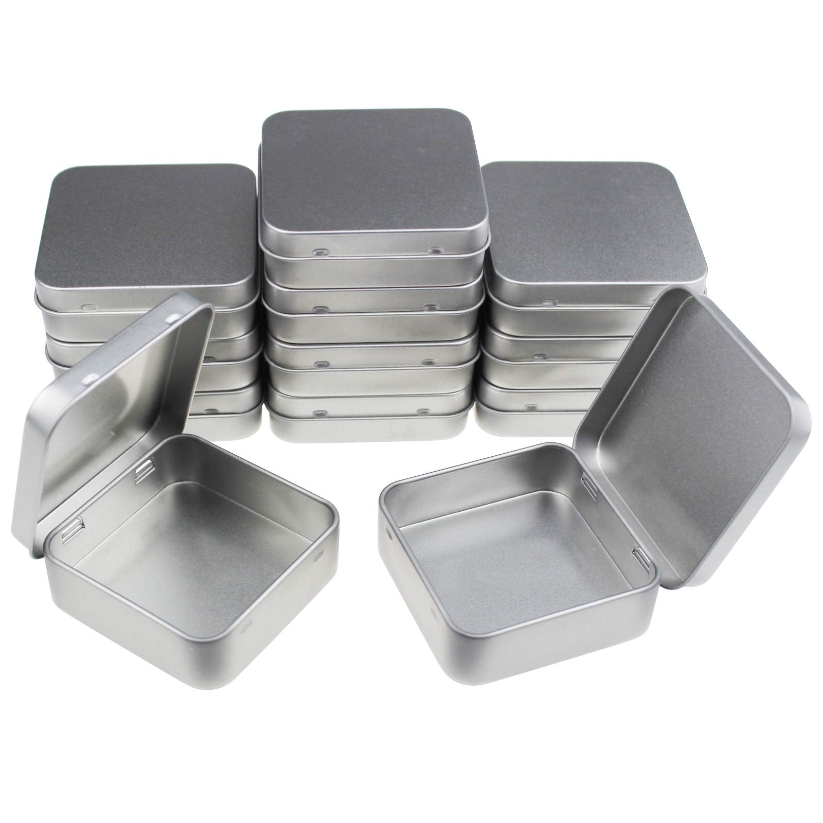 Goodma 12 Pieces Square Metal Empty Tins Home Storage Containers Organizer Mini Box With Hinged Lid, 2.76 X 2.76 X 0.79 Inch (Si
