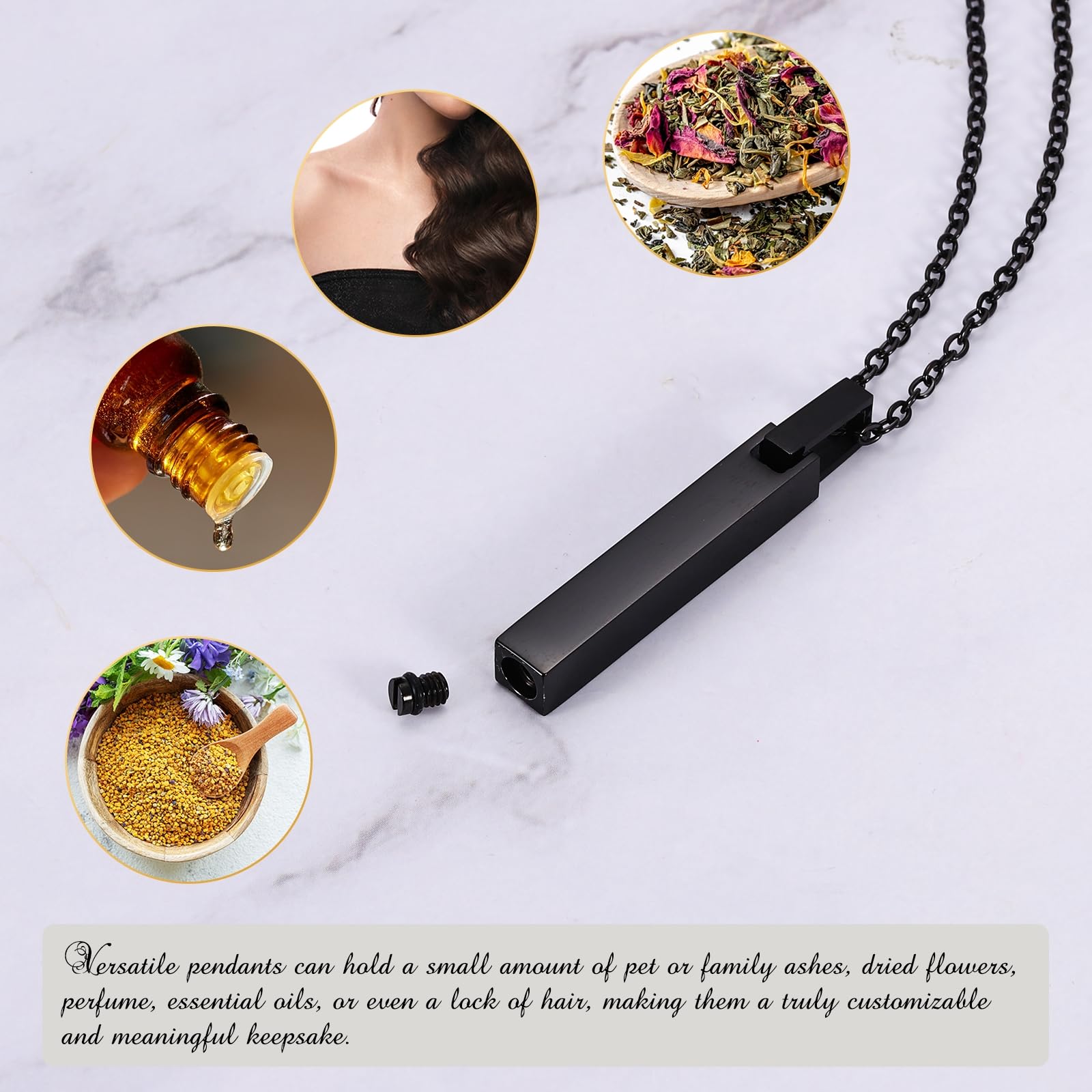uxcell Cube Cremation Necklace for Ashes, Urn Ash Memorial Cremation Necklaces Waterproof Keepsake Pendant with Funnel Kit for A
