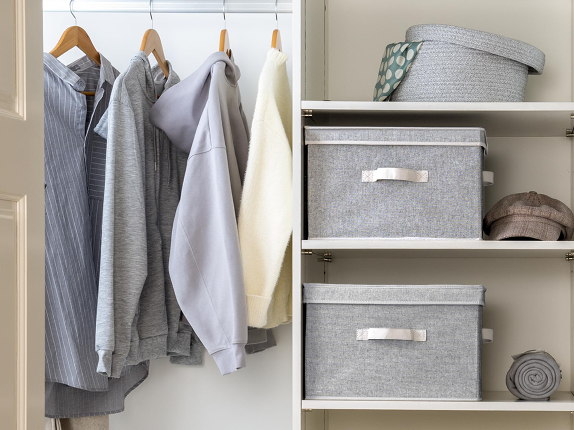 StorageWorks Decorative Storage Boxes  Storage Basket with Lid and Handles  Gray  Large  2-Pack  15 ? '' L x 10 ? '' W x 9 ? '' H