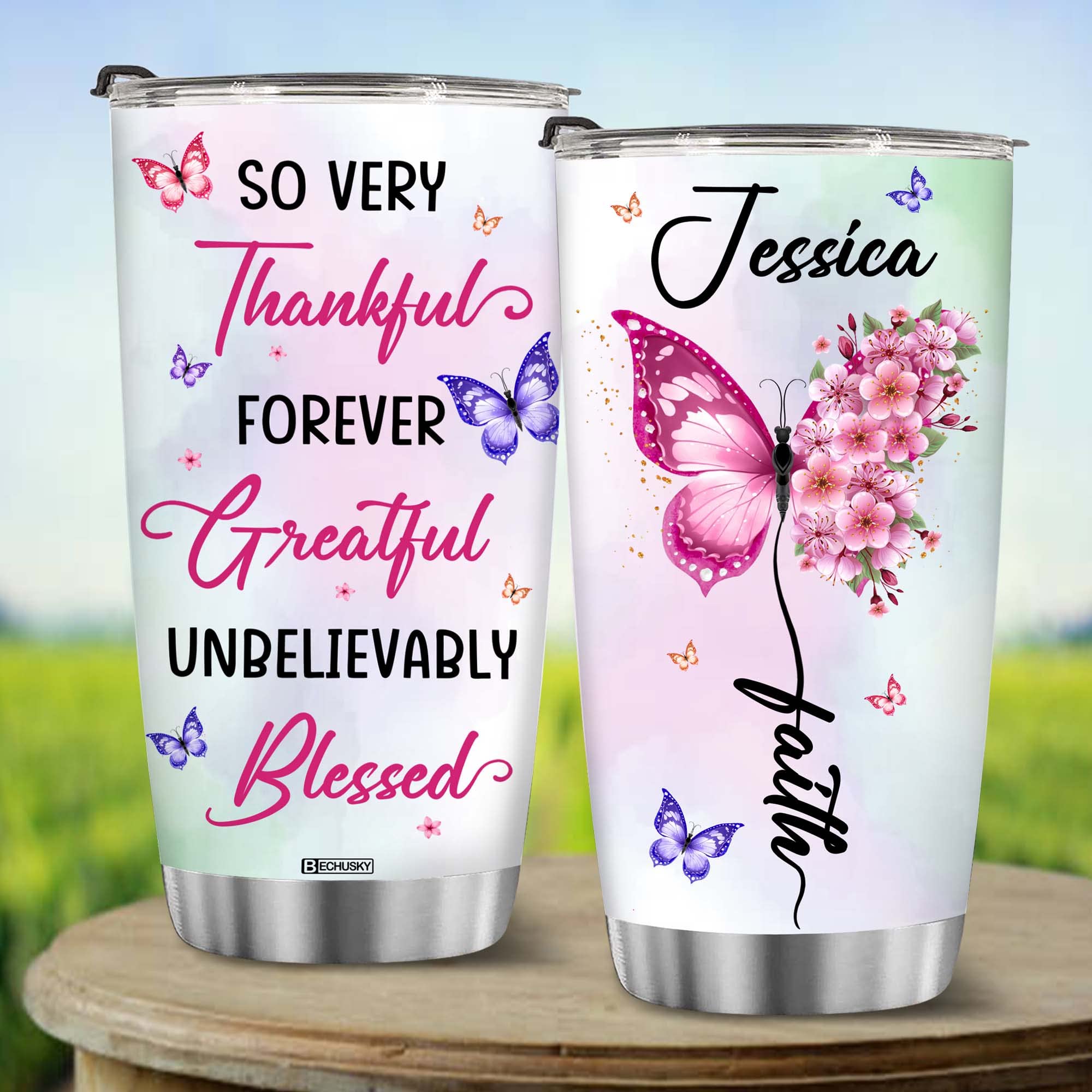 Bechusky Christian Gifts Religious Gifts For Women Woman Butterfly Jewelry Style Tumbler Cup Unique Birthday Gifts For Women, Mo
