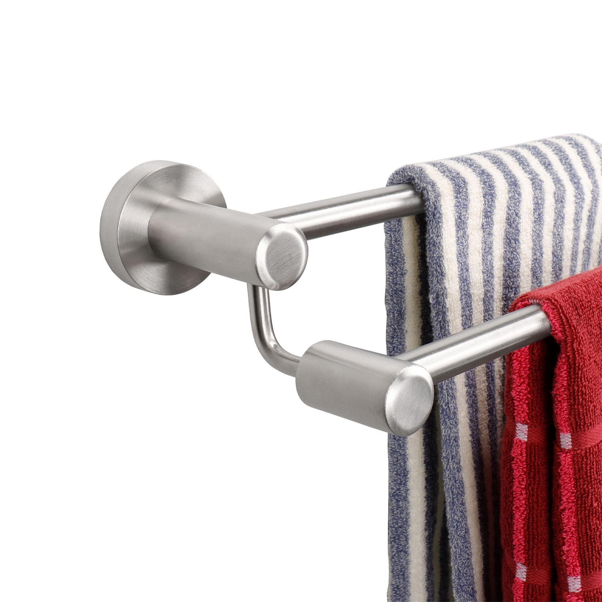 TocTen Double Bath Towel Bar - Thicken SUS304 Stainless Steel Towel Rack for Bathroom  Bathroom Accessories Double Towel Rod Heavy Duty Wall Mounted Towel Holder (Brushed 24IN)