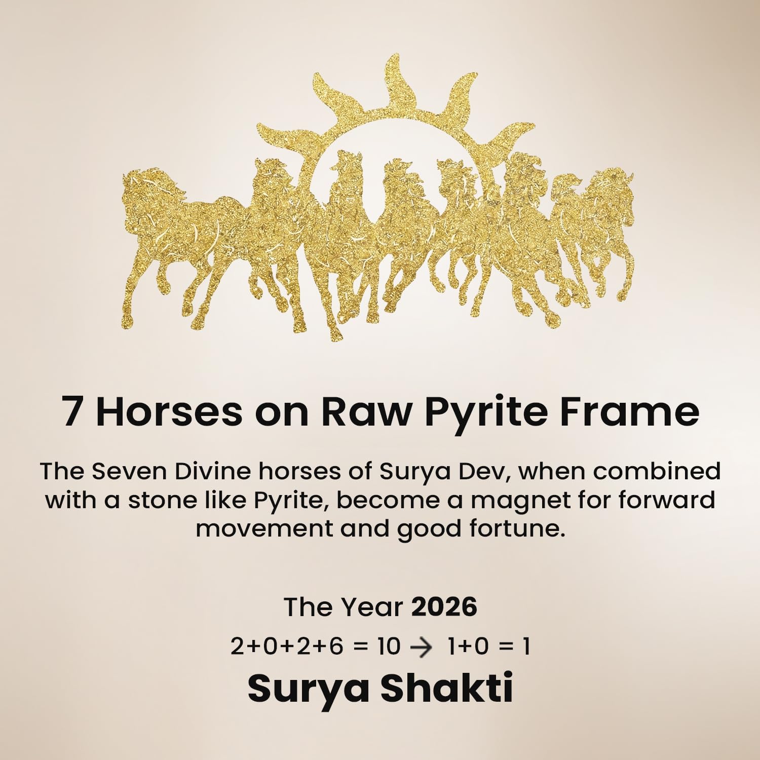 Astrotalk 7 Horses on Raw Pyrite Frame | Seven Horses Wall Decor Pyrite Stone Frame for Success & Fame | Vastu Items for Money Attraction | Wall Decor | Ideal Gift | 19x19x1 cm | 1 Piece