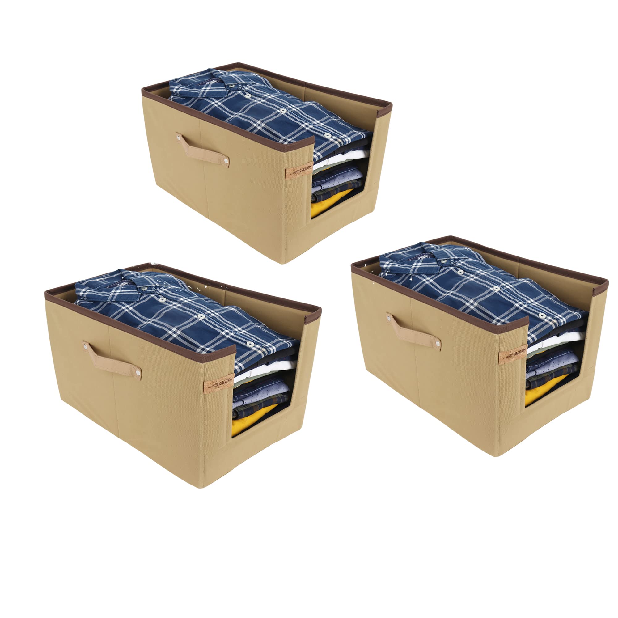 Shrey Creation Pack Of 3 Non Woven Shirt Stacker/ Foldable Cloth Storage Organizer/ Wardrobe Closet Organizer (Size 40 X 20 X25 