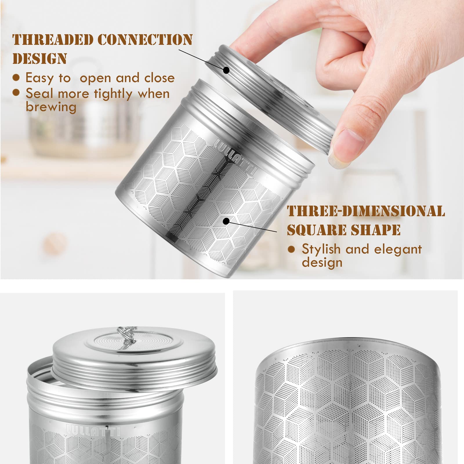 LULLATTI Extra Large Tea Ball Infuser for Pitcher(2 Pack)  18/8 Stainless Steel Tea Steeper  Extra Fine Mesh Tea Strainer Perfect for Brewing Herbs  Iced Tea  Coffee  Cooking Soup