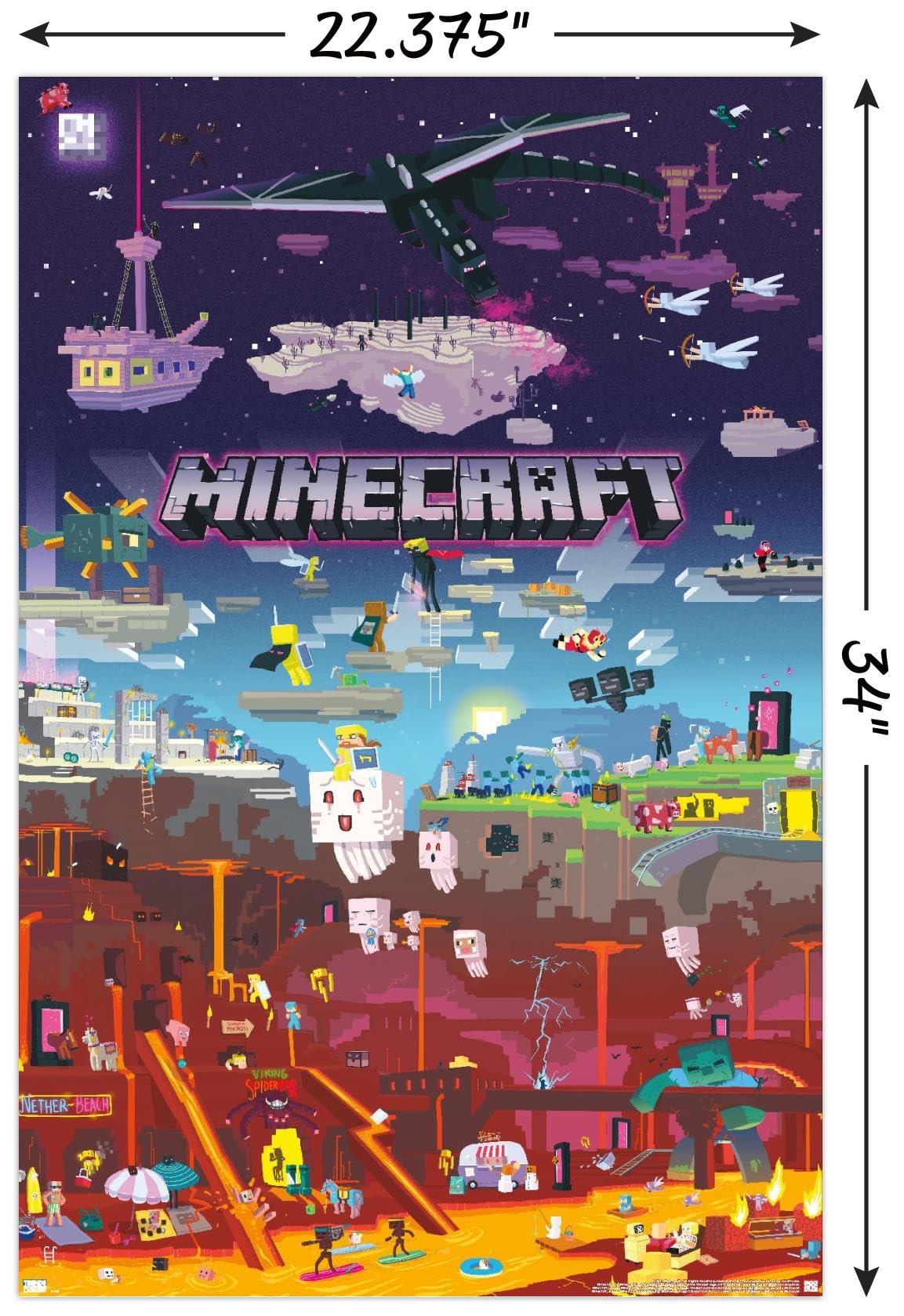 Trends International Minecraft - World Beyond Wall Poster, 22.375'' X 34'', Poster & Mount Bundle