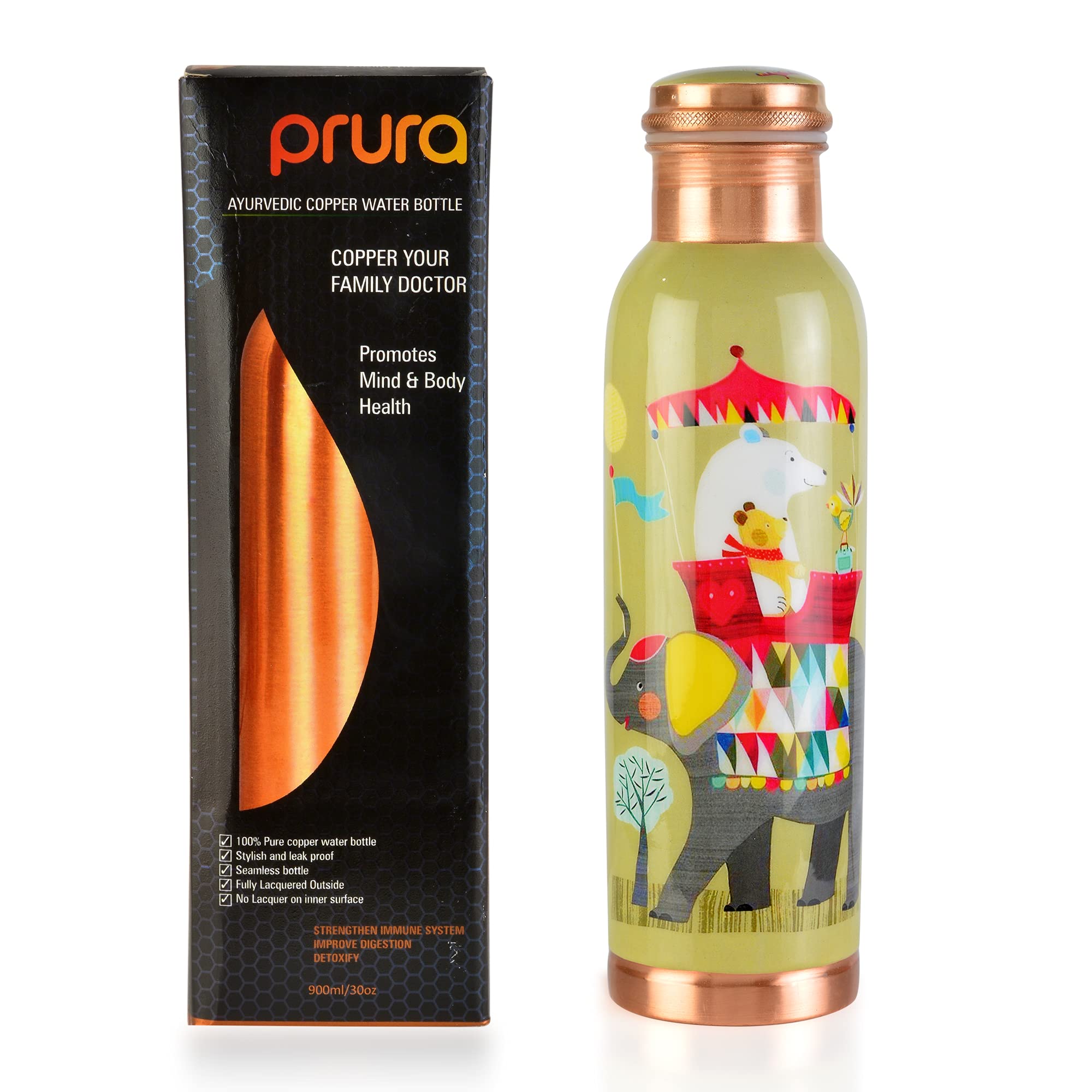 PRURA Copper Water Bottle A Leak Proof Ayurvedic Pure Copper Vessel