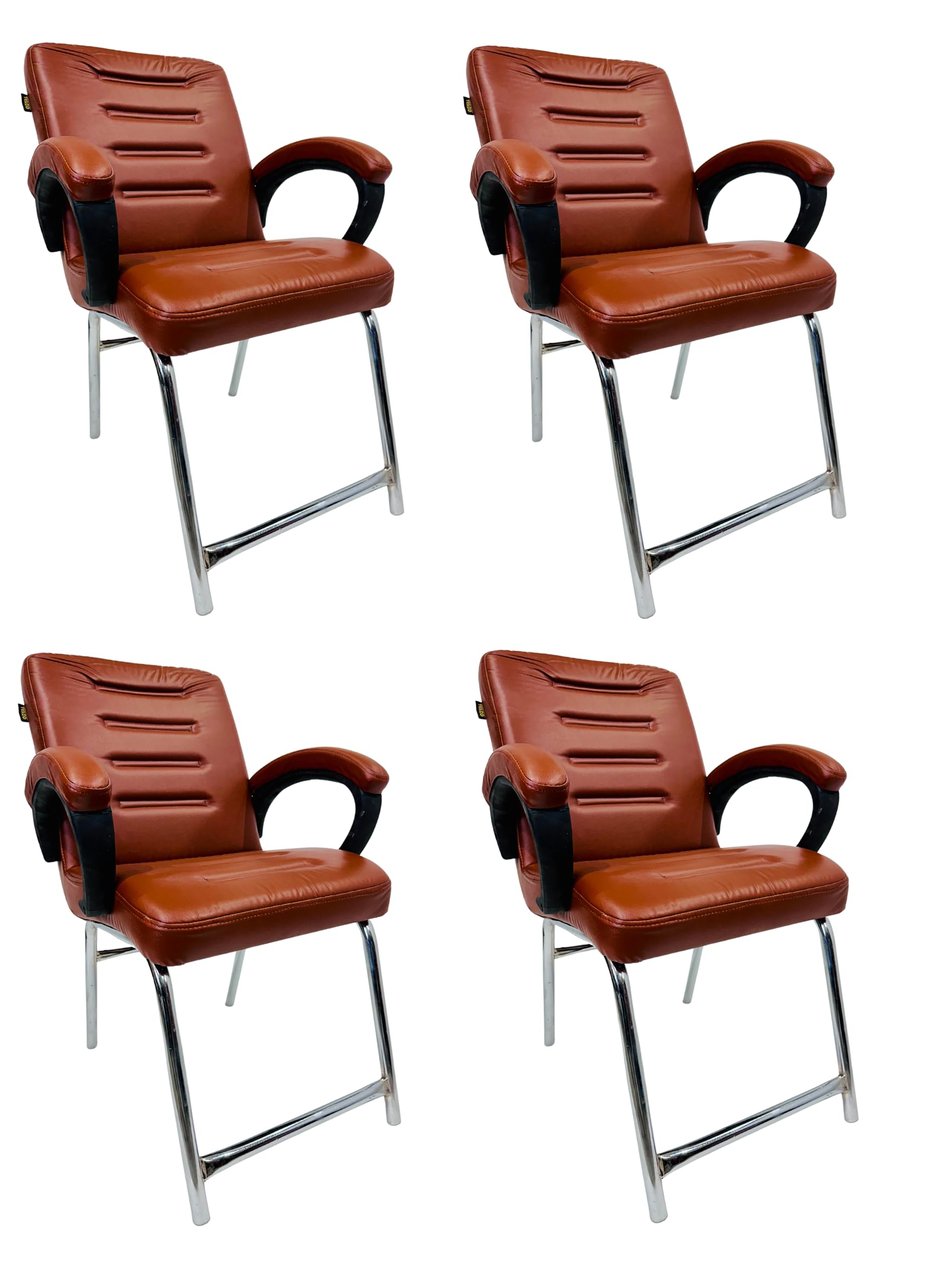 Kithania Executive Office Chair Home Study Chair With Arm Rest And Cushioned Seat Back (4, Brown, H Frame)