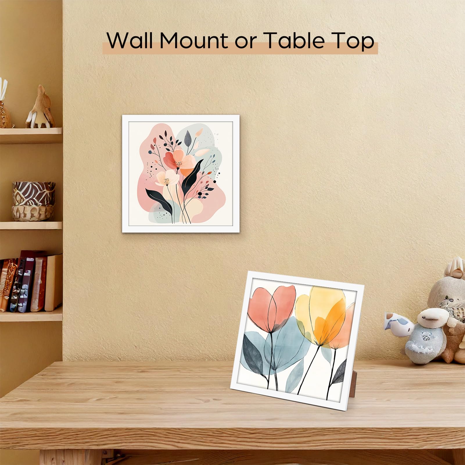 Giftgarden 8x8 Picture Frame White, 8 by 8 Thin Square Photo Frame for Gallery Wall Tabletop Display, Single