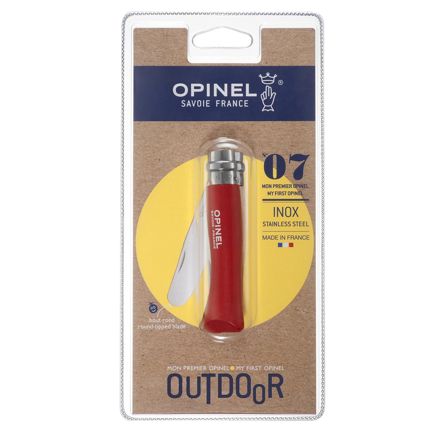 Opinel No 7 Round End Safety Red