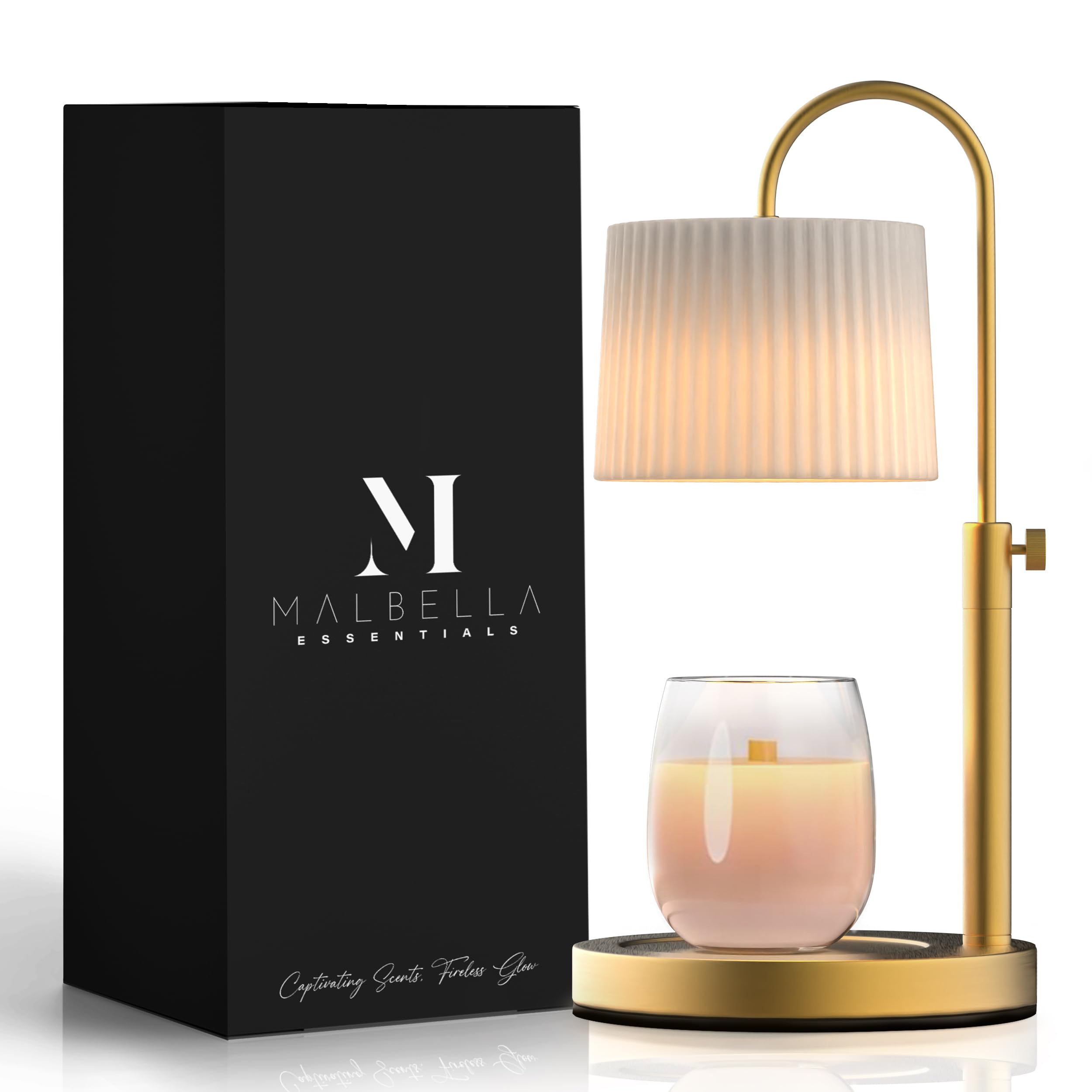 Dimmable Glass Candle Warmer Lamp with Timer - Adjustable Height Candle Lamp Warmer with Timer (8H/4H/2H) - Wax Melter - Ideal G