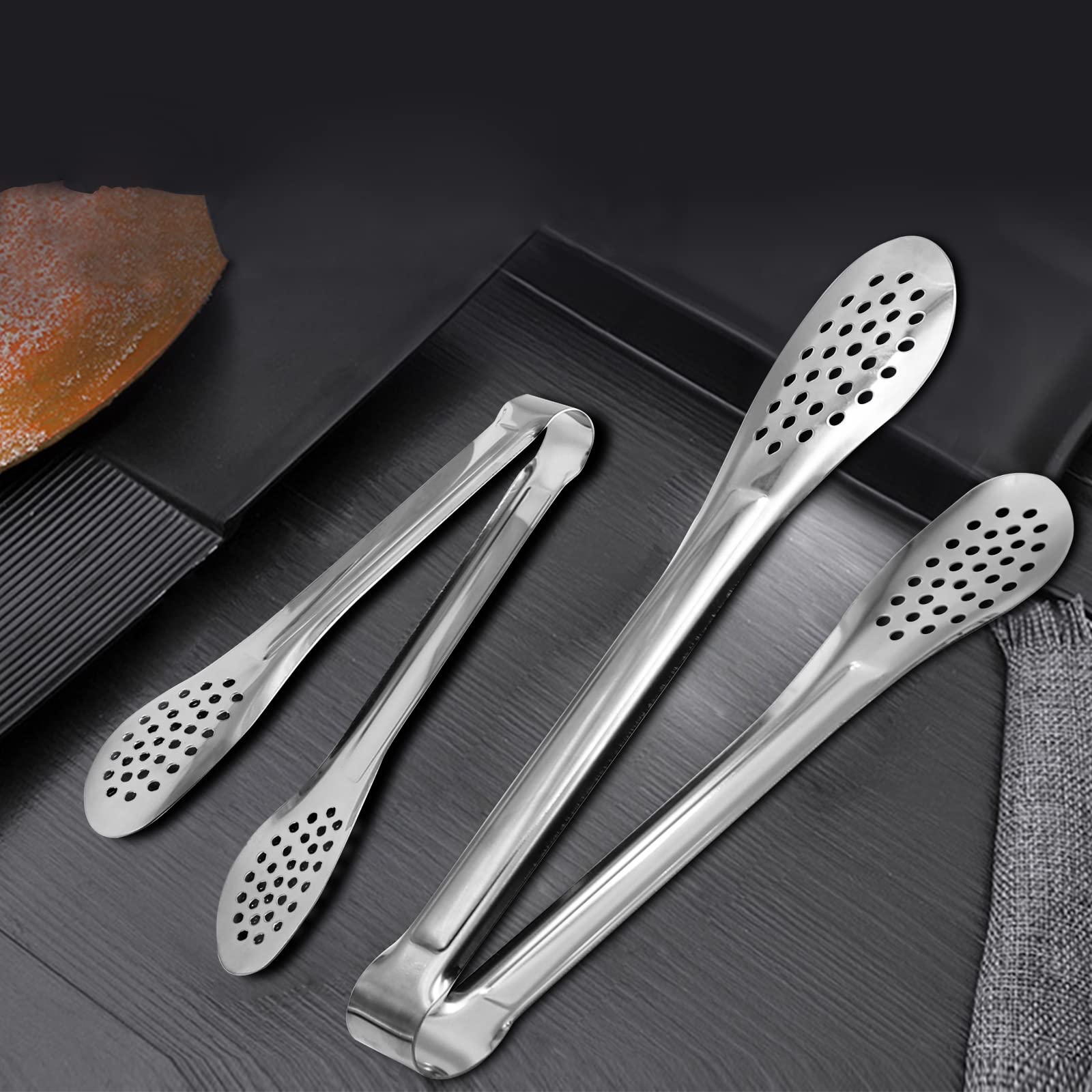 4 Pack Buffet Tongs, Stainless Steel Serving Tongs Metal Small Tongs Serving Utensils