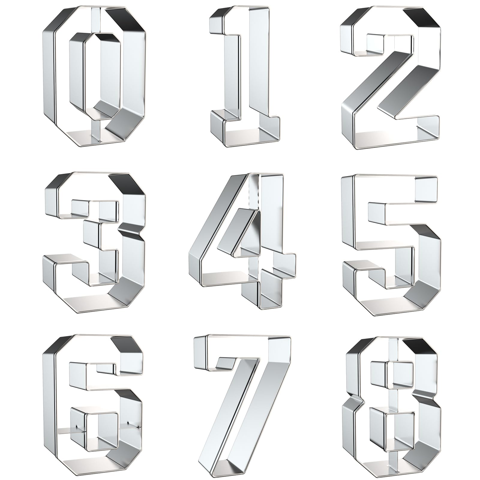 Number Cookie Cutter Set 3 Inch - 9 Piece Large Numbers #0#1#2#3#4#5#6 (#9) #7#8 Shapes Biscuit Fondant Baking Mold For Baby Sho