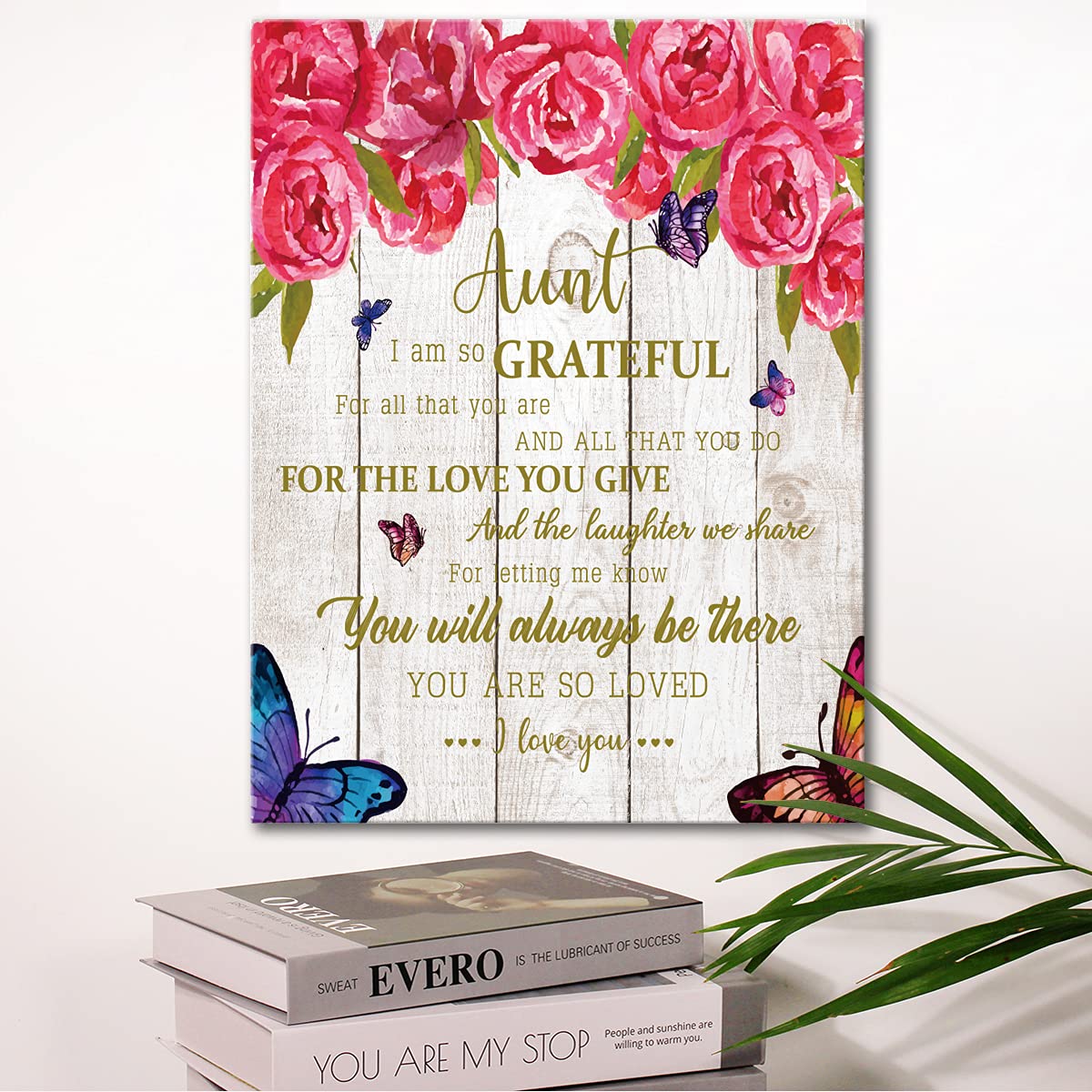 Aunt Wall Art,Aunt Gifts Wall Decor,Grateful Aunt Hangable Canvas Poem Prints Framed Poster Wall Art,Sentimental Gifts For Aunt