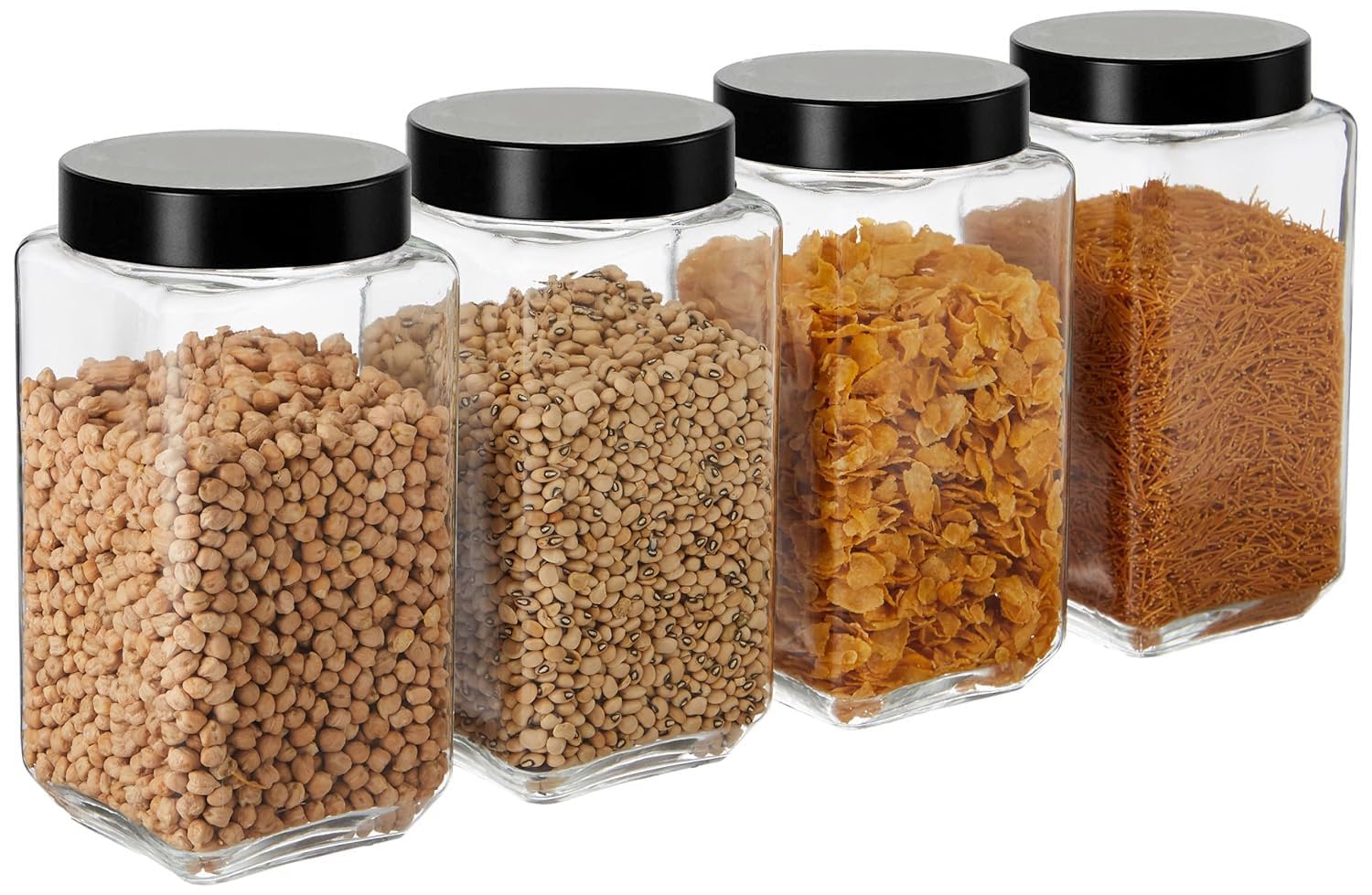 Brezzycloud Fresh Glass Storage Jar | Container With Air Tight Silver Metal Lid | Multipurpose Jar | For Storage Of Food, Pulses