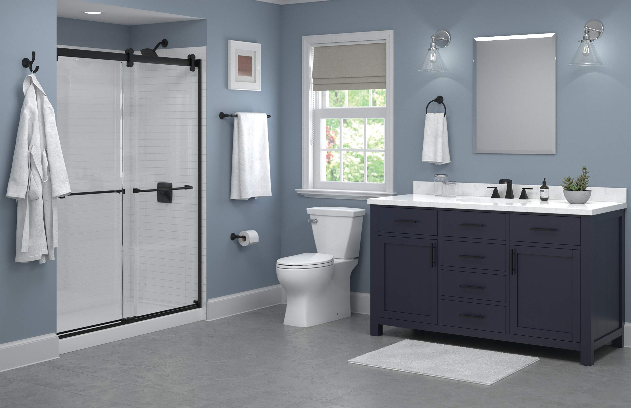 Delta 76418-BL Ashlyn 18-in Wall Mount Towel Bar Bath Hardware Accessory in Matte Black