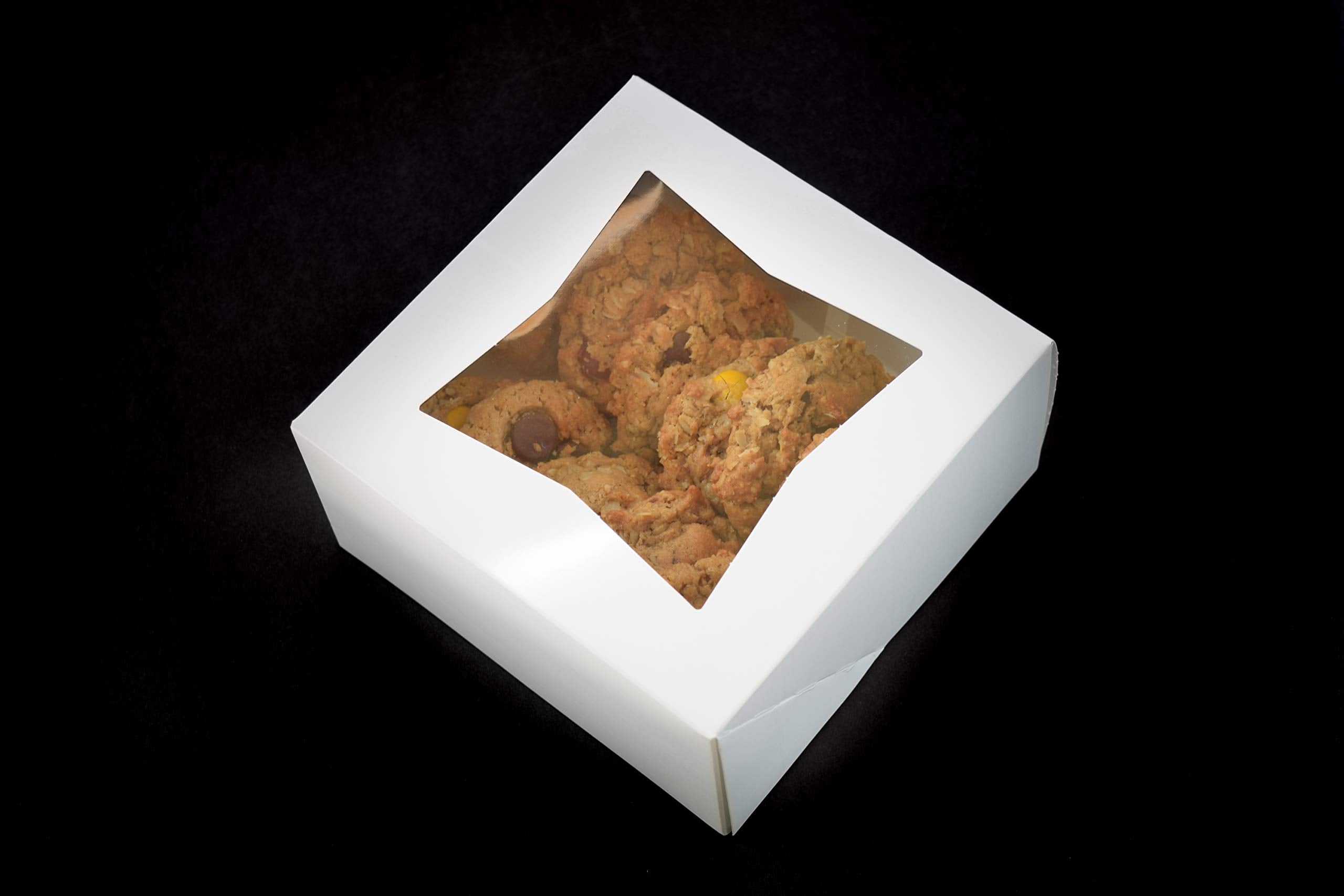 6'' X 6'' X 3'' White Bakery Box | Auto-Popup | Small Pie Boxes With Window | 20 Pack