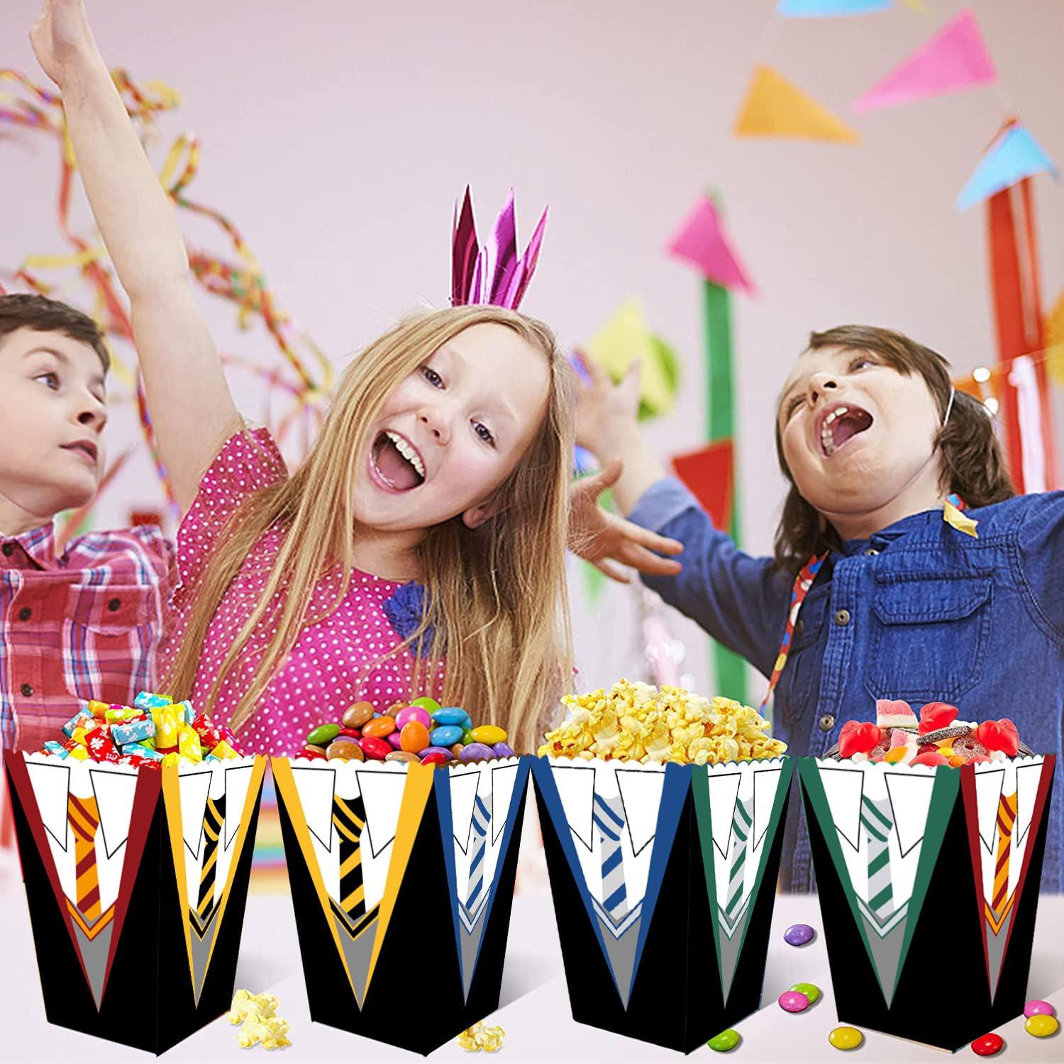 24 Pcs Magical Wizard Party Popcorn Box, Party Candy Cookie Box- Snack Containers For Baby Shower Harry Themed Birthday Party Su