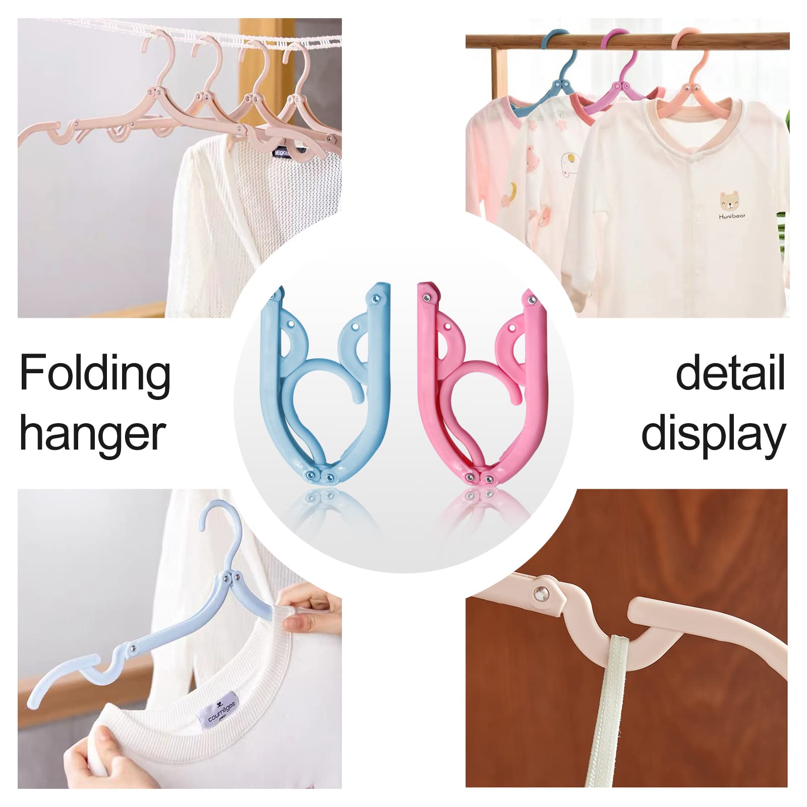 12 Pcs Travel Hangers,Portable Folding Clothes Hangers ,Clothes Drying Rack For Home And Travel (3 Color)