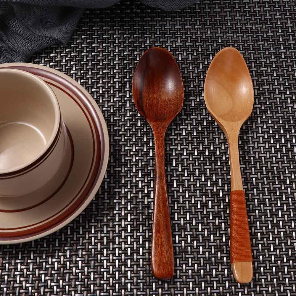 3 Pcs Wooden Soup Spoons, Wood Soup Scoop For Food Eating Mixing Stirring Cooking, Long Handle Wooden Soup Spoon Kitchen Utensil