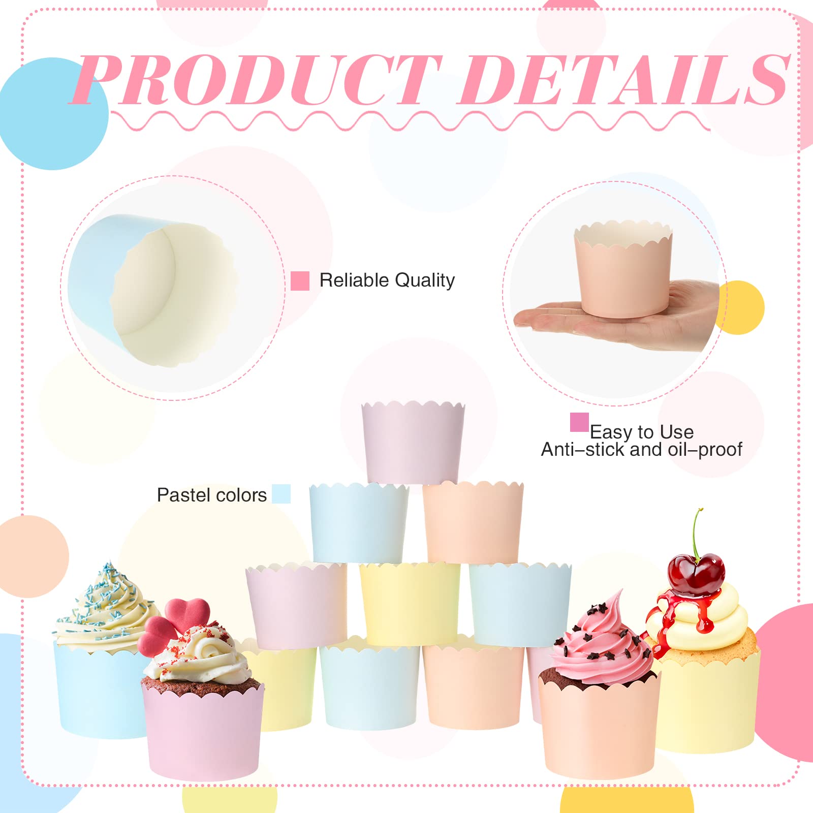 Tanlade 100 Pieces Baking Cups Cupcake Wrappers For Muffins 5.5 Oz Multi Color Baking Cups For Desserts Baby Showers Birthday Pa