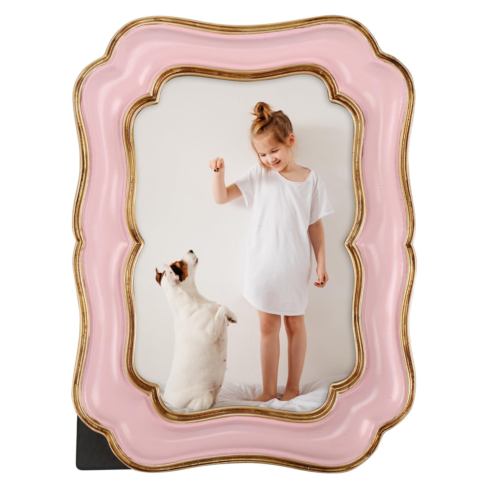 PHAREGE 4x6 Vintage Picture Frame Pink Gold, Ornate Antique Picture Frame for 4 by 6 Photo, Retro Photo Frame for Tabletop Verti