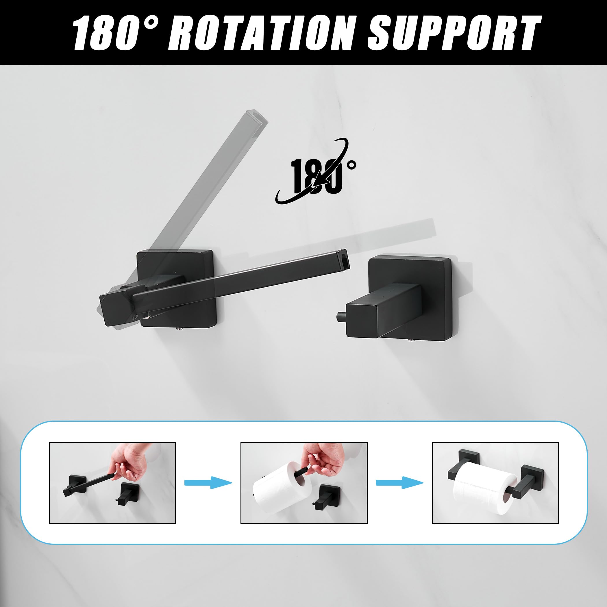 Bigbig Home Black Toilet Paper Holder Towel Ring, Matte Black Toilet Roll Holder Hand Towel Holder, Modern Towel Holder For Bath