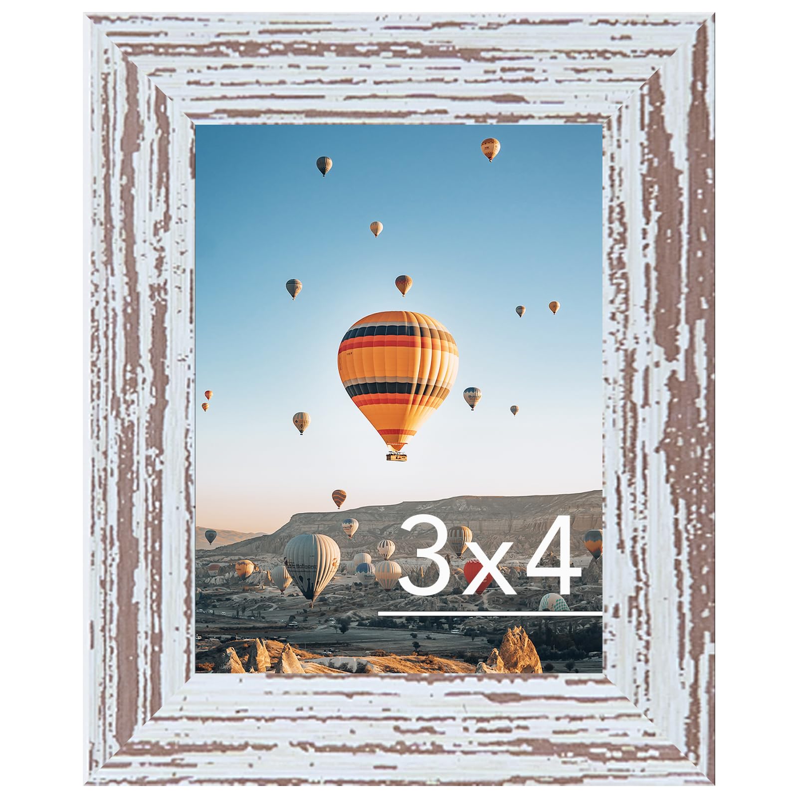 JCJMY 3x4 Picture Frame Rustic White for Wall Hanging or Tabletop, Wall Mounting Horizontally or Vertically, 3 x 4 Wall Gallery 