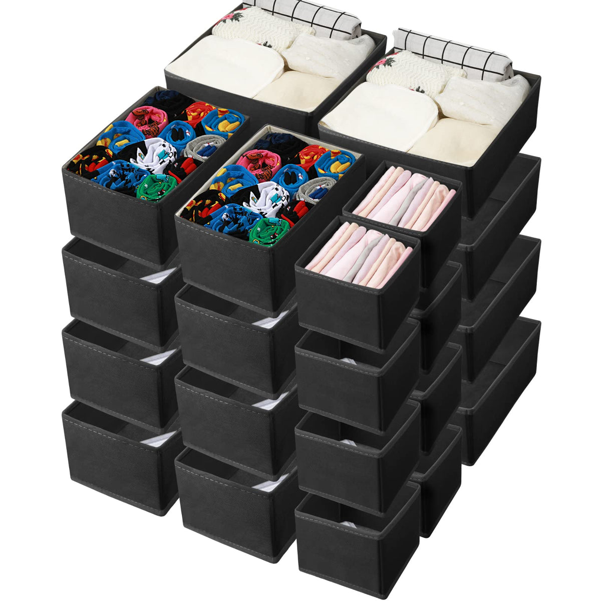 Potchen 24 Set Clothes Dresser Drawer Organizers, Nursery Closet Clothing Wardrobe Organizers Storage Dividers, Foldable Cloth B