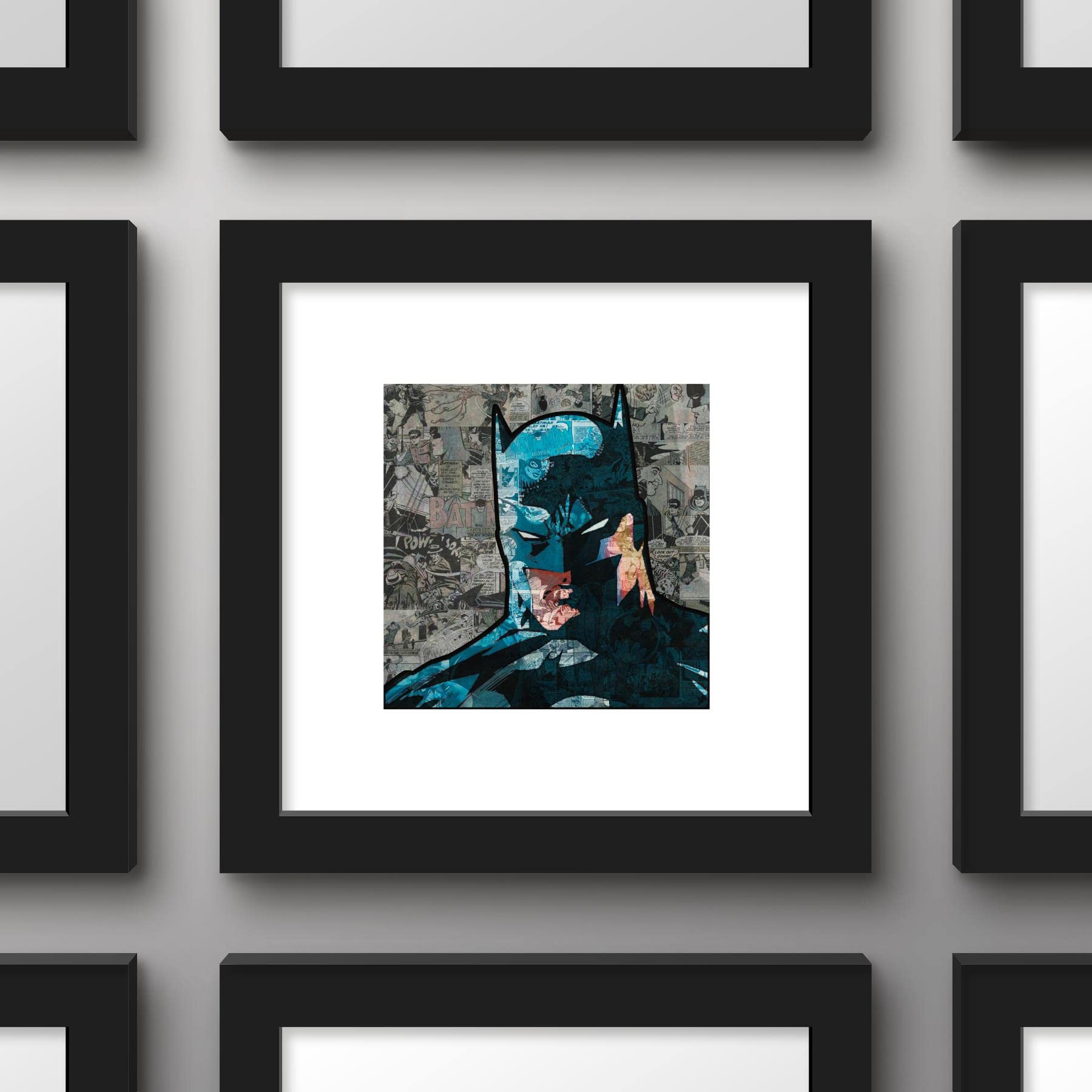 Trends International Gallery Pops Dc Comics - Batman Headshot Collage Wall Art Wall Poster, 12.00'' X 12.00'', Black Frame Versi
