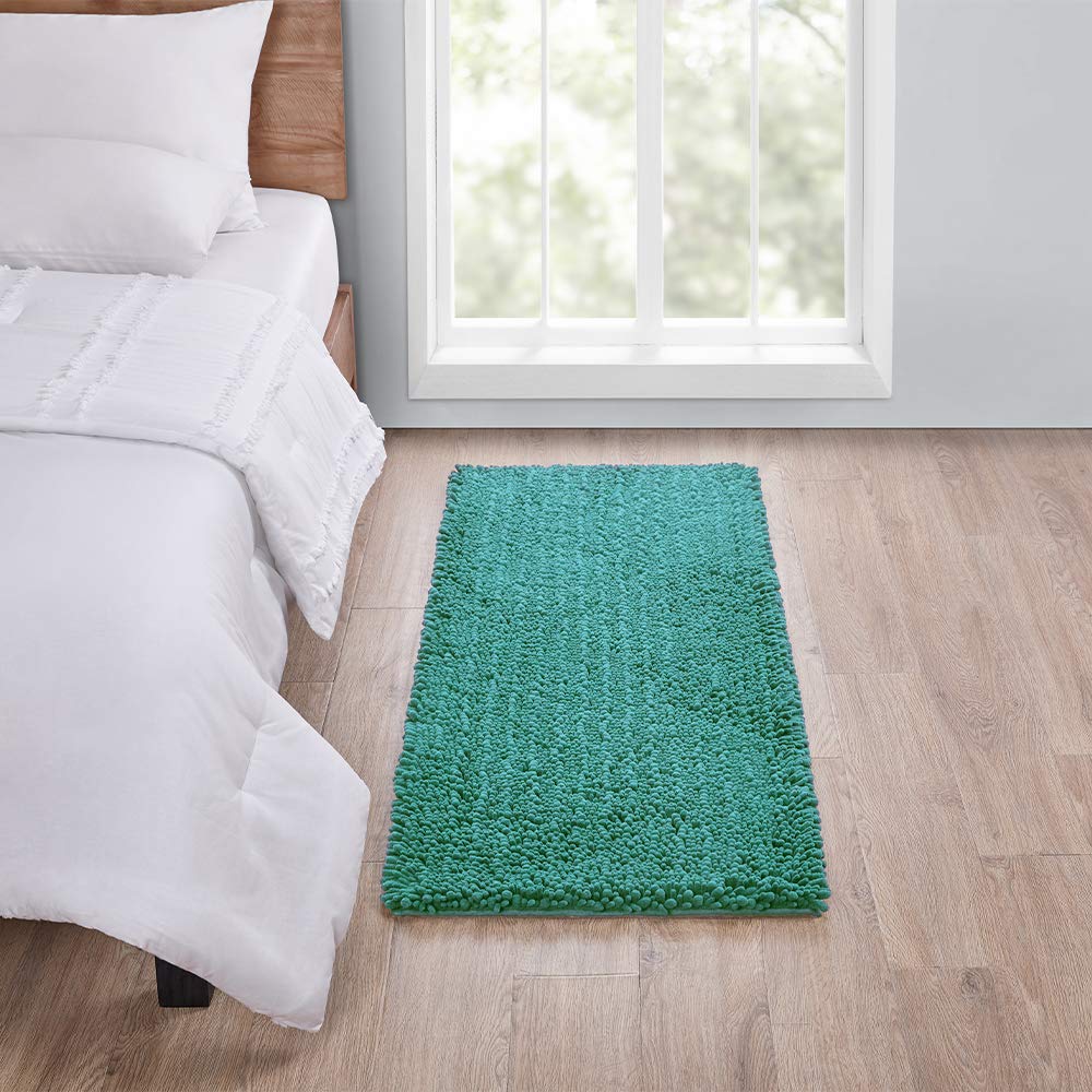 Walensee Large Bathroom Rug Non Slip Bath Mat (72X24 Inch Turquoise) Water Absorbent Super Soft Shaggy Chenille Machine Washable