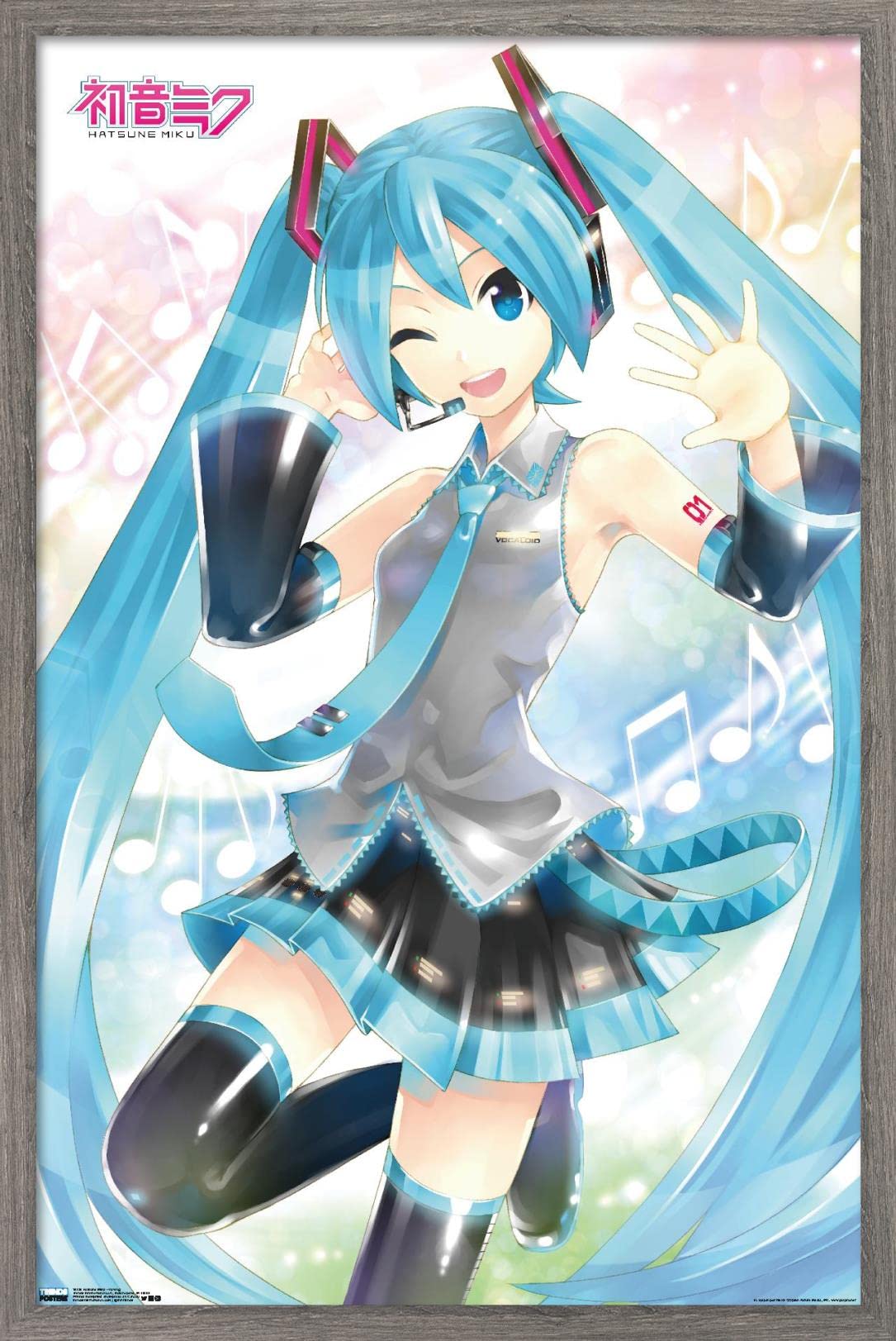 Trends International Hatsune Miku - Waving Wall Poster, 22.375'' X 34'', Barnwood Framed Version