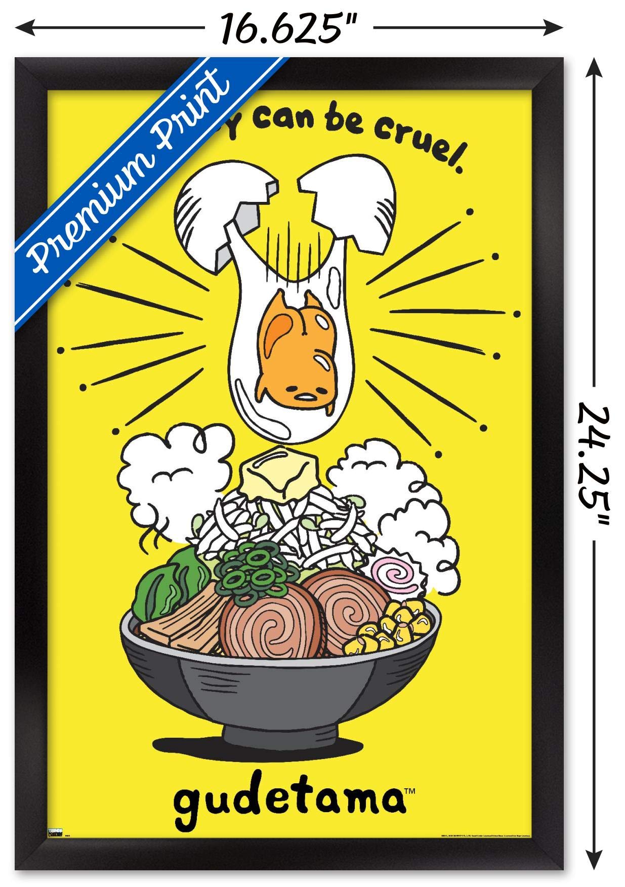 Trends International Gudetama - Gravity Wall Poster, 14.725'' X 22.375'', Black Framed Version