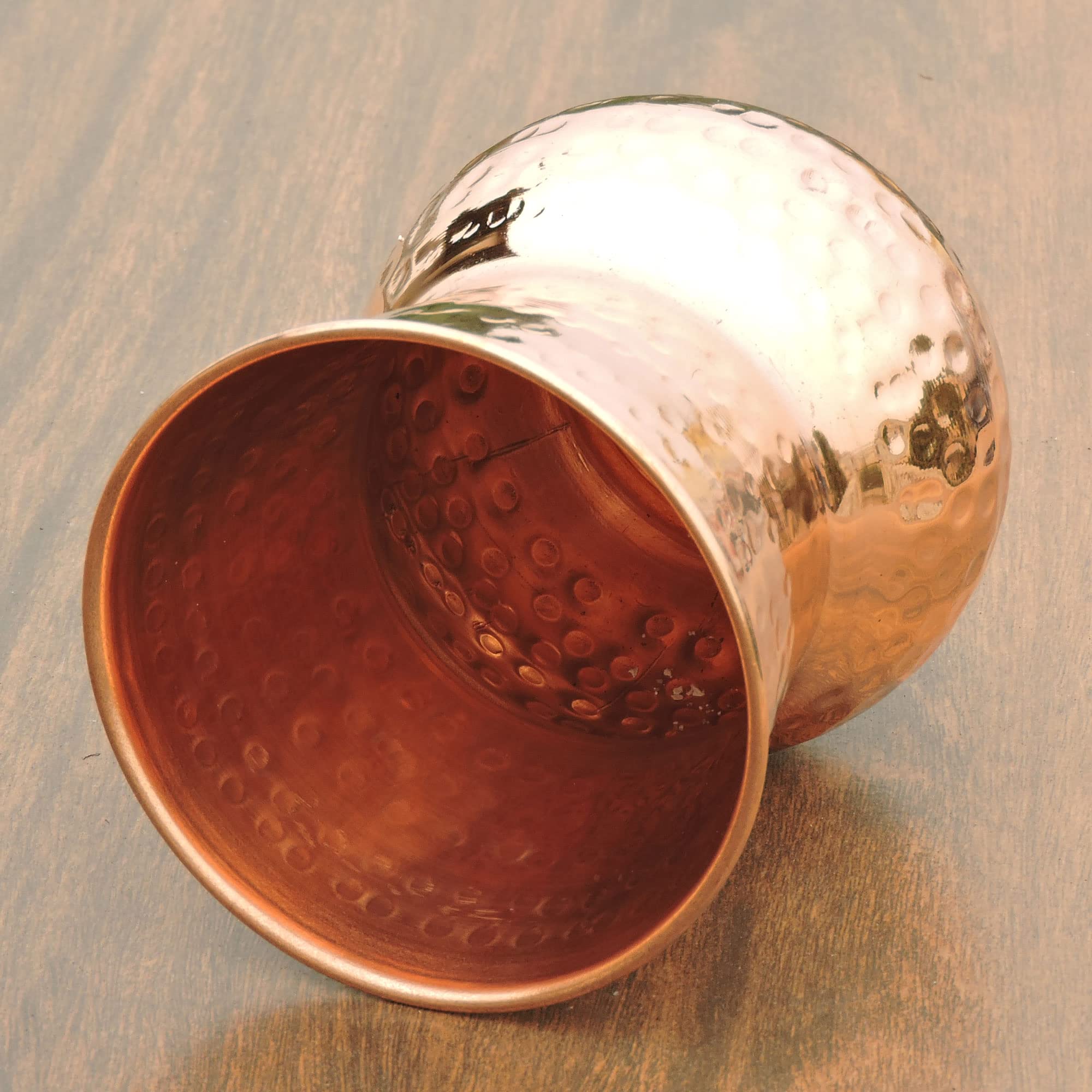 Hammered Copper Tumbler, Lacquered-Free, Unlined And Uncoated - 400 Ml, For Ayurveda Health Benefits (Traditional - 400 Ml)