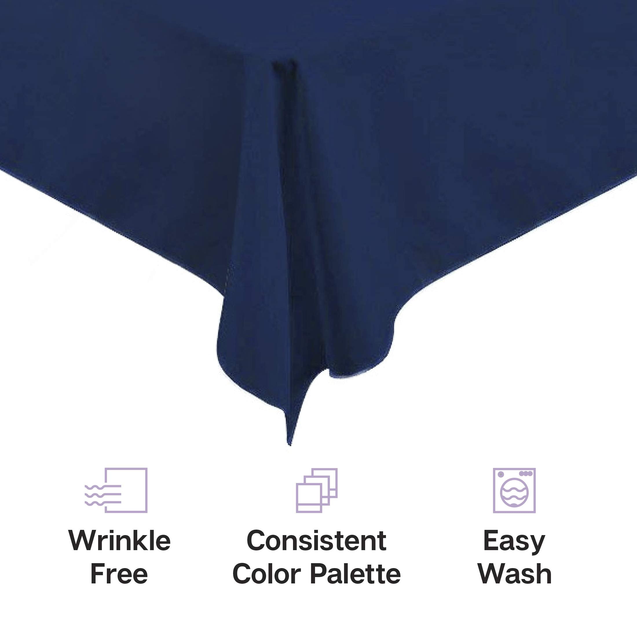 Gee Di Moda Rectangle Tablecloth - 60 X 102 Inch Navy Blue Table Cloth For 6 Foot Rectangle Table - Heavy Duty Washable Fabric -