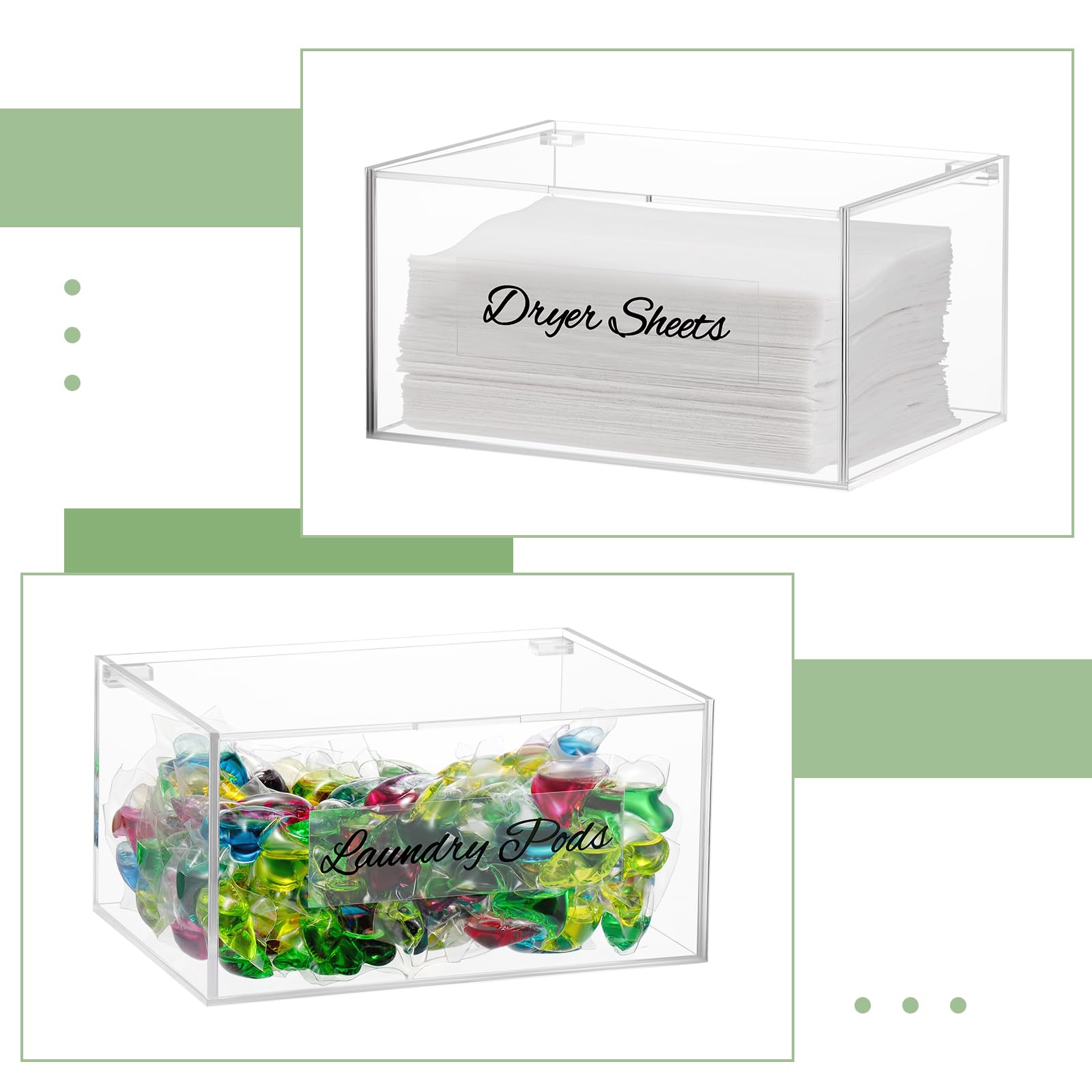 Acrylic Dryer Sheet Container For Laundry Room,Dryer Sheet Holder ,Dryer Sheet Dispenser With Lid For Laundry Storage Containers