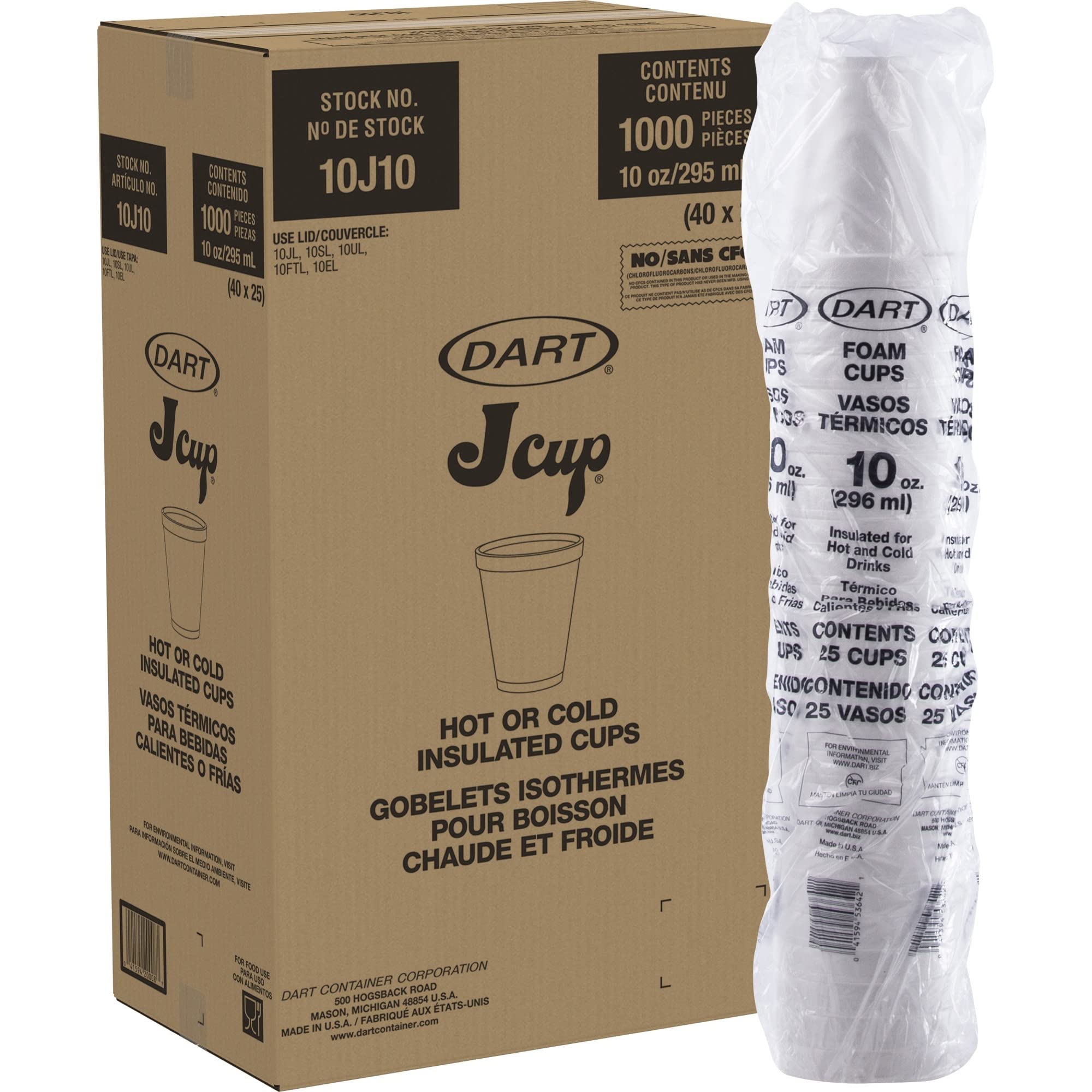 Wholesale Case Of 5 - Dart Insulated Styrofoam Cups-Insulated Styrofoam Cup, 10 Oz, 1000/Ct, White