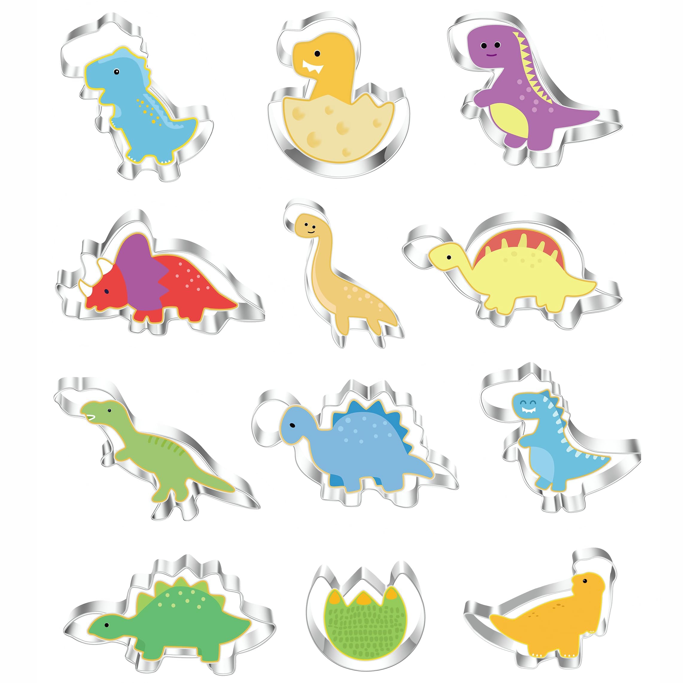 New Dinosaur Cookie Cutters Set,Mini Small Sizes,12pcs Biscuit Molds for Kids,Cookie Molds for Baking, DIY, Kitchen, Cake, Kids