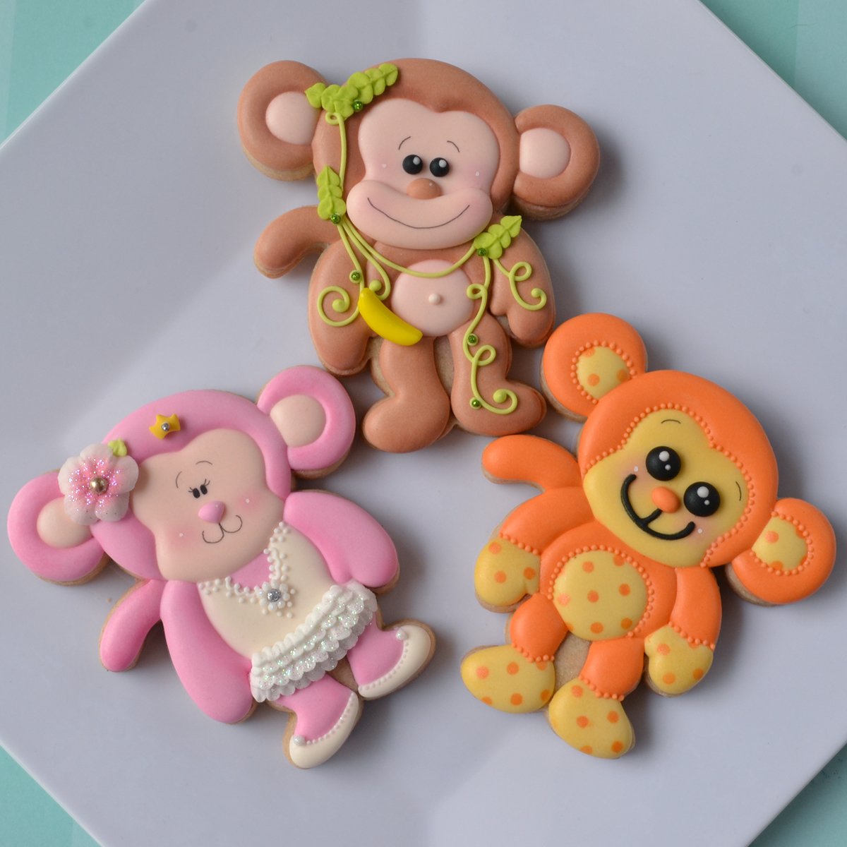 Jungle Animal Cookie Cutter Set- Elephant, Monkey, Lion By Chapix Cookies