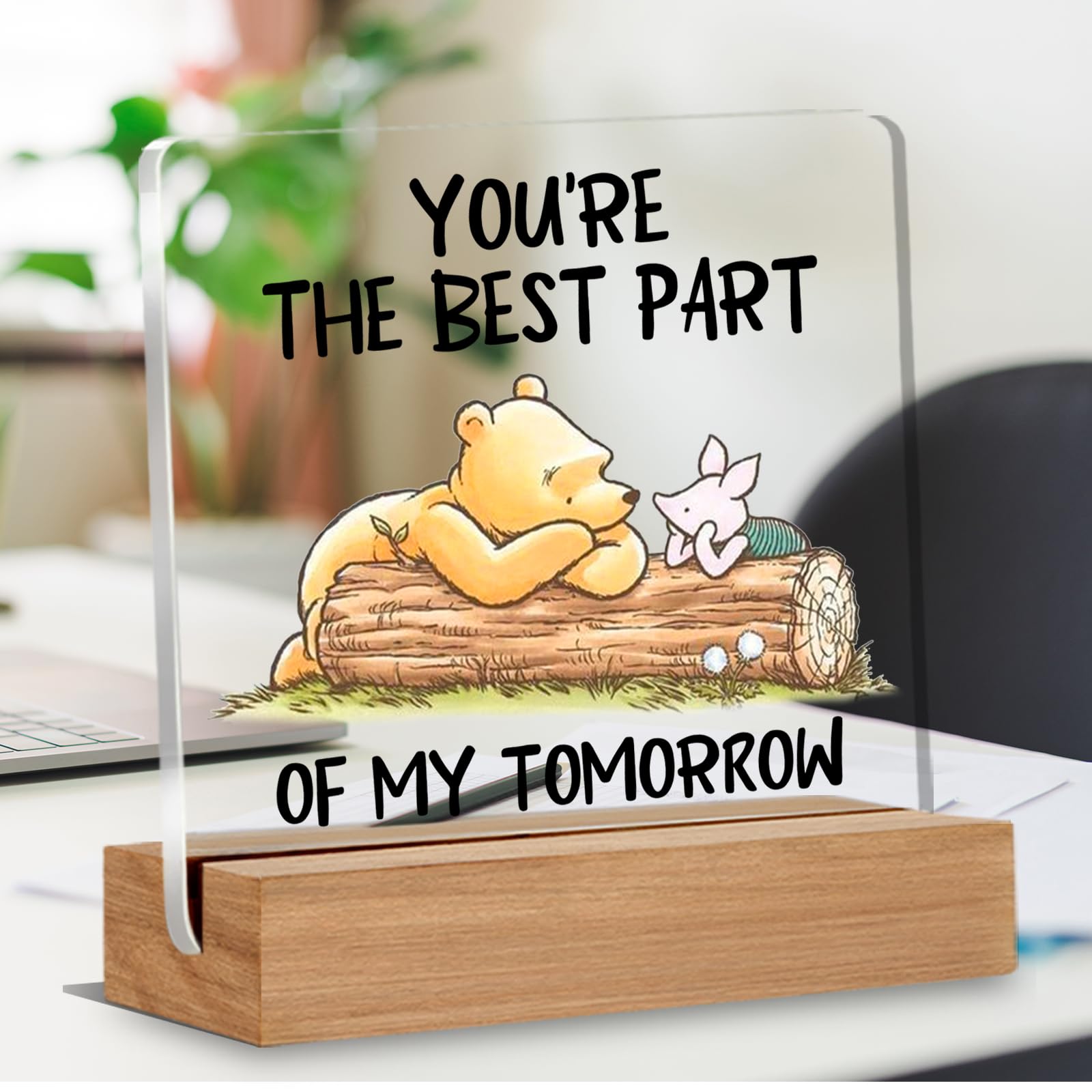 Winnie the Pooh Decor - Adorable Winnie the Pooh Gifts for Best Friends, Desk Decor Gift for Women Men Boy Girl, You  re the Bes