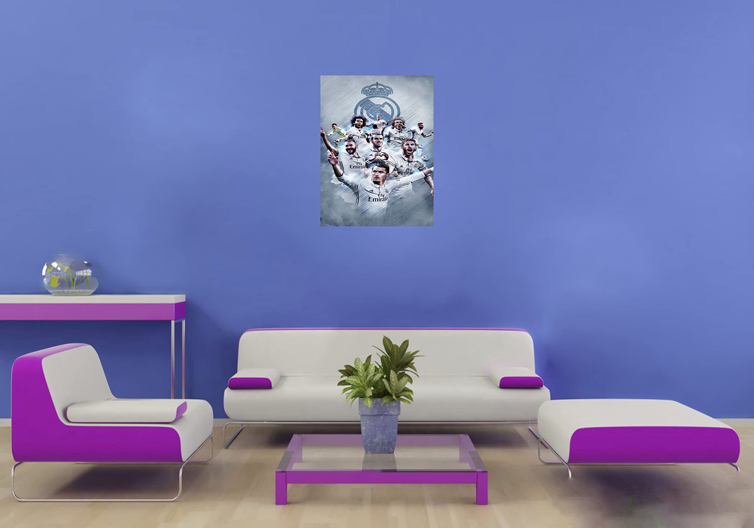 Baldau Prints Real Madrid Football Club Wall Poster For Room (Gloss Laminated 12X18 Inch 300 Gsm) M31 (Multicolour)