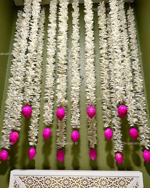 Divyakosh Lotus Hanging 7 Pcs|Floral Wall Hangings for Temple decor-showpieces for Stage Decor|Handmade Wall Decoration Hanging 