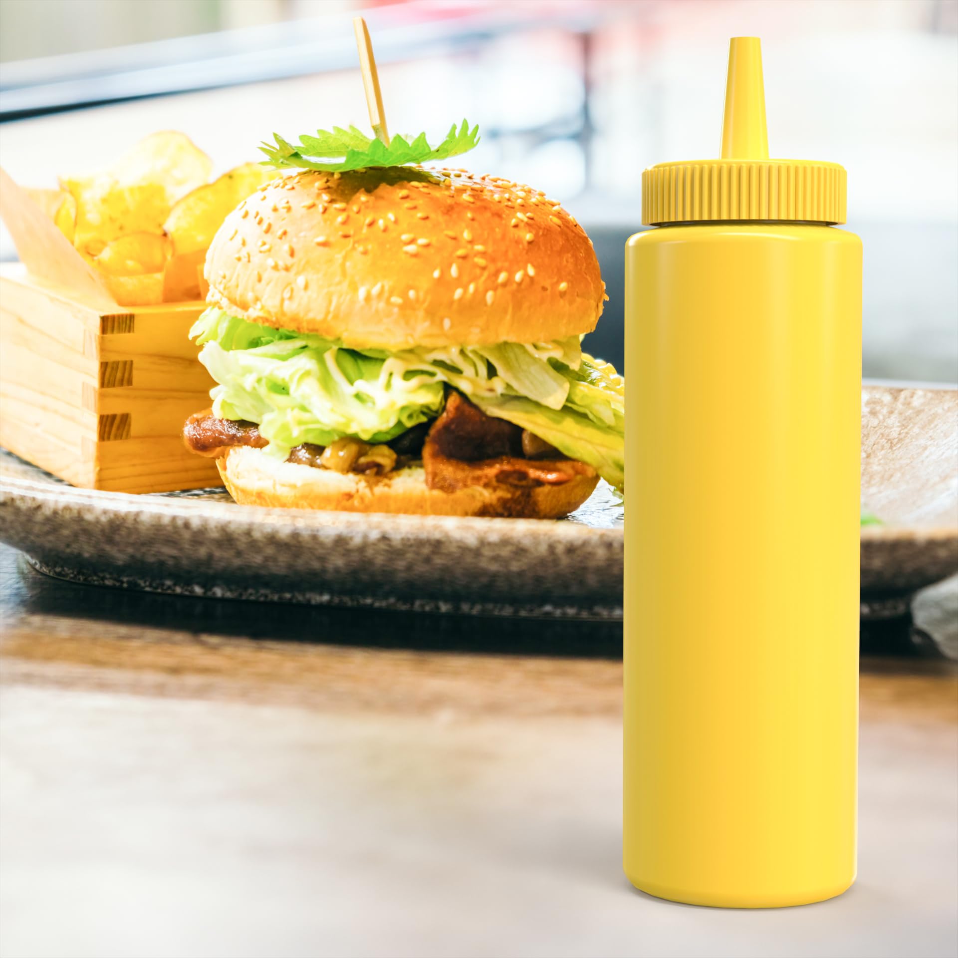Brightfrom Condiment Squeeze Bottles, Yellow 8 Oz Empty Squirt Bottle With Wide Neck - Great For Ketchup, Mustard, Syrup, Sauces