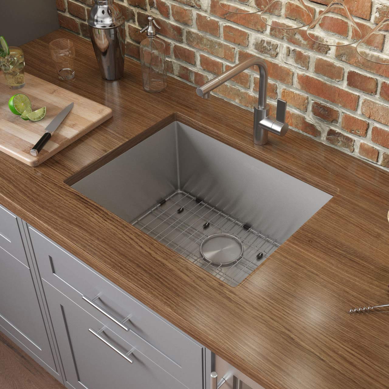 Ruvati 23-Inch Undermount 16 Gauge Tight Radius Stainless Steel Kitchen Sink Single Bowl - Rvh7123