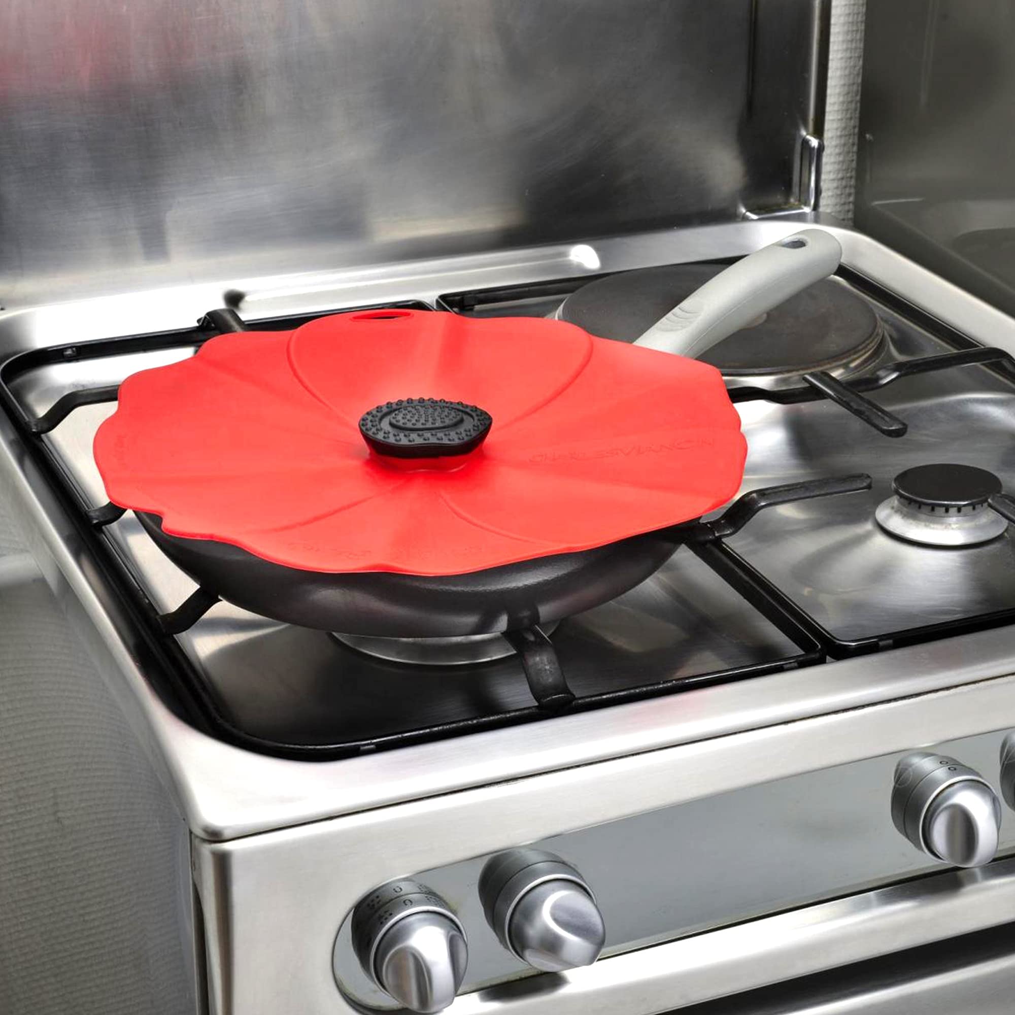 Charles Viancin - Poppy Silicone Lid For Food Storage And Cooking - 11''/28Cm - Airtight Seal On Any Smooth Rim Surface - Bpa-Fr