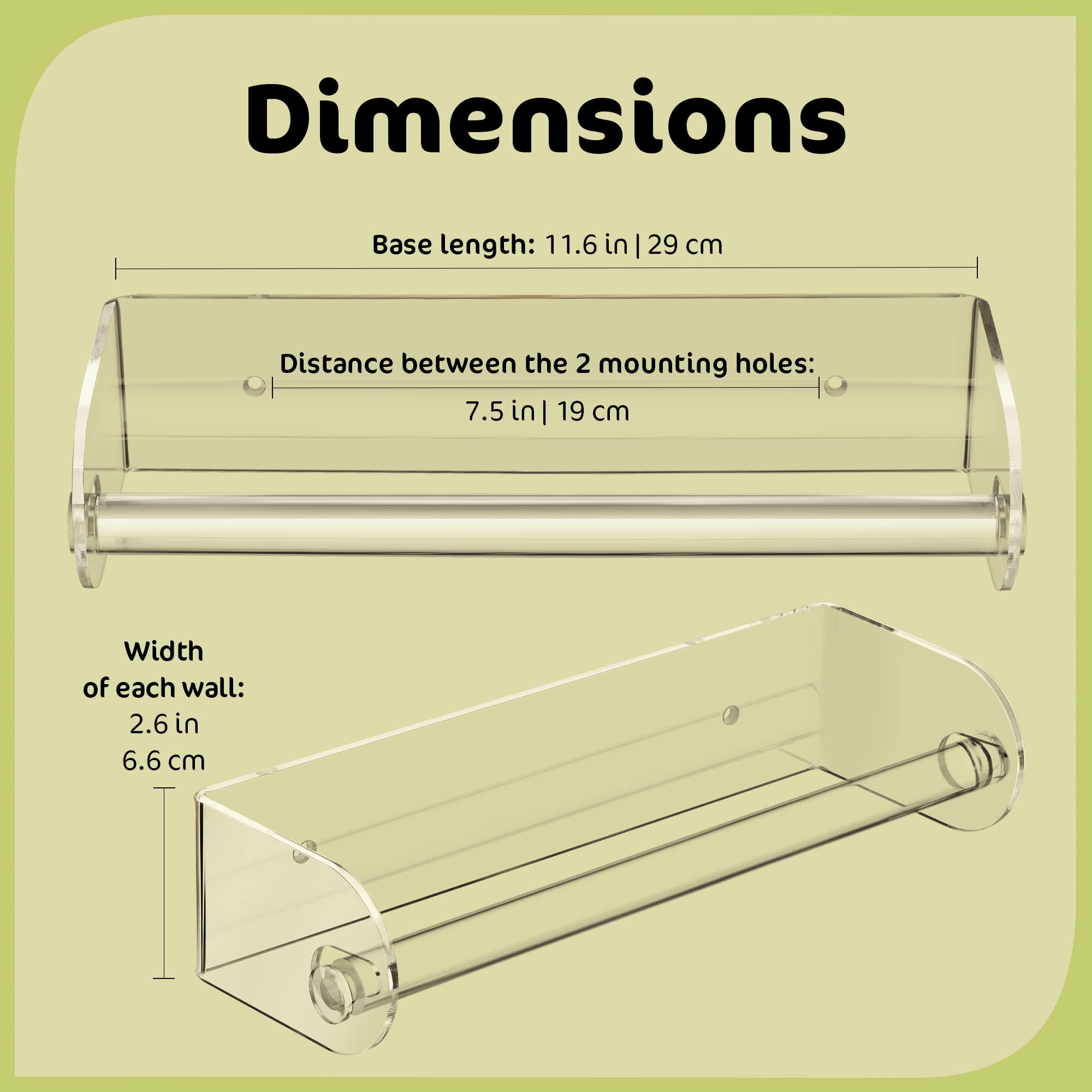 Srenta Clear Acrylic Paper Towel Holder Wall Mount Paper Towel Holder Under Cabinet, Wall Mounted Undermount Hanging Paper Towel