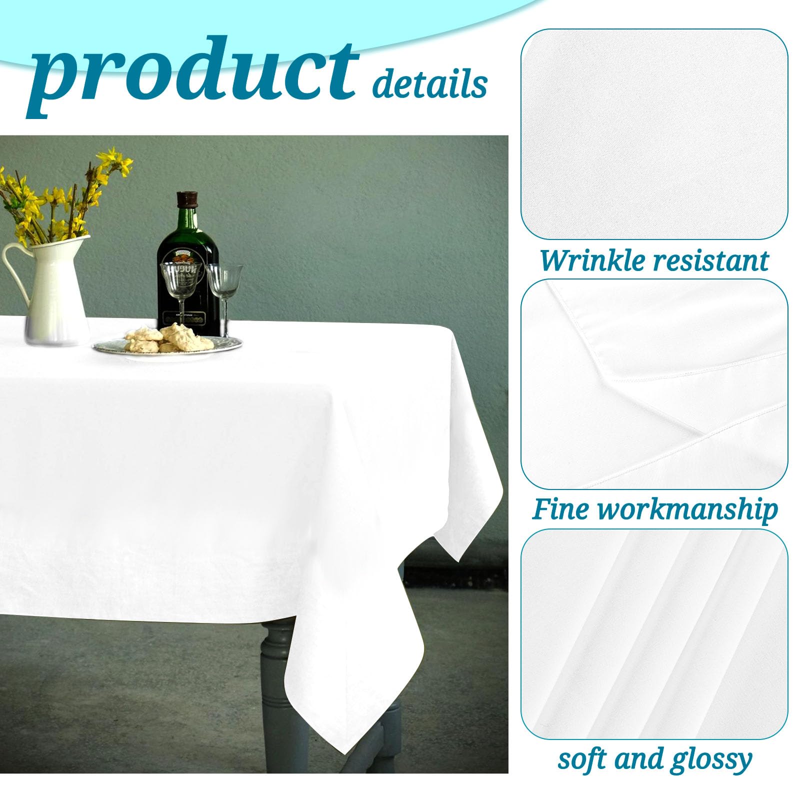6 Pack Tablecloth 72 X120 Inch Polyester Table Cloth For 6-8 Foot Rectangle Tables,Stain And Wrinkle Resistant Washable Fabric T