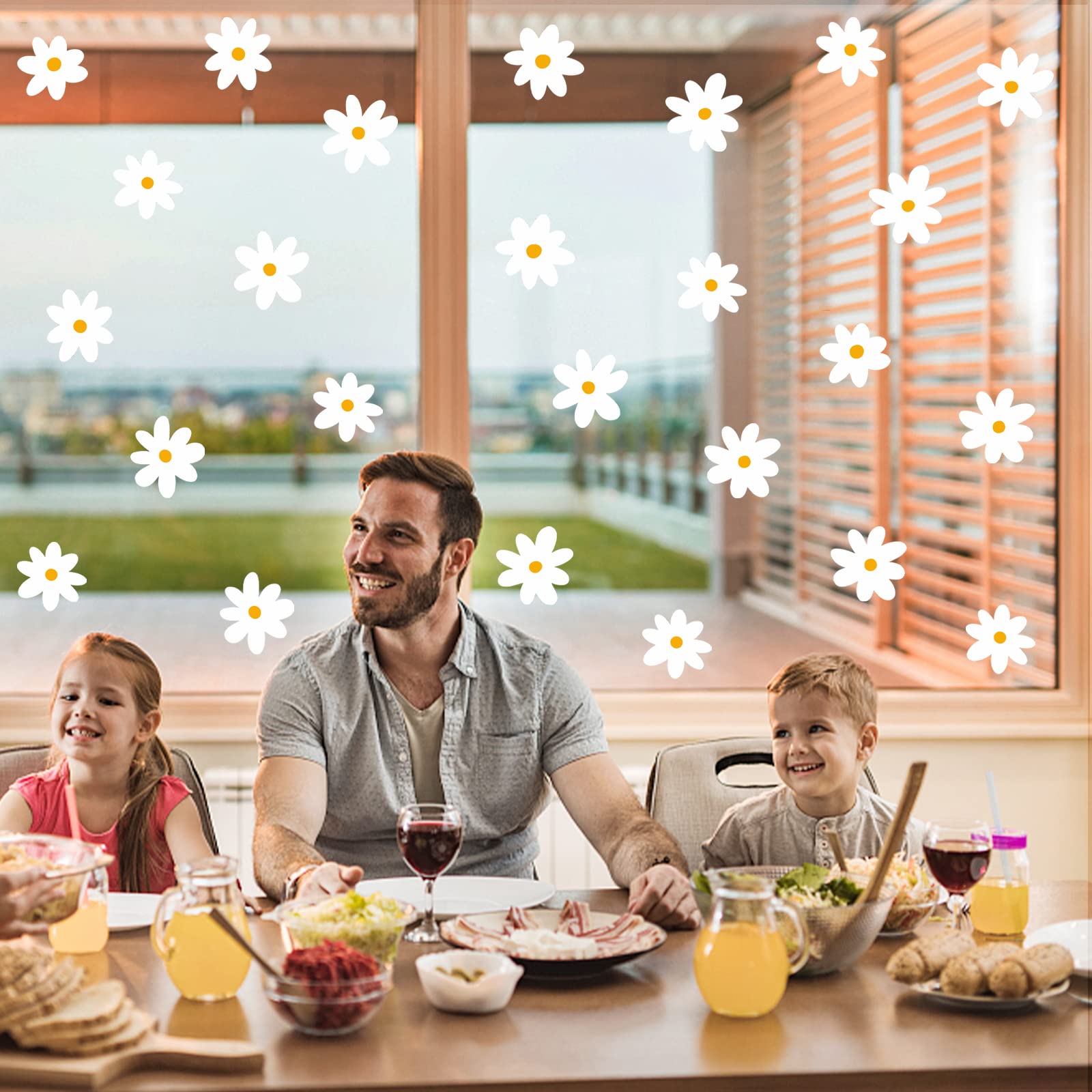 White Daisy Wall Decals For Baby Girls Toddler Kids Bedroom, Retro Flower Wall Decals Peel And Stick Vinyl Daisy Floral Wall Sti