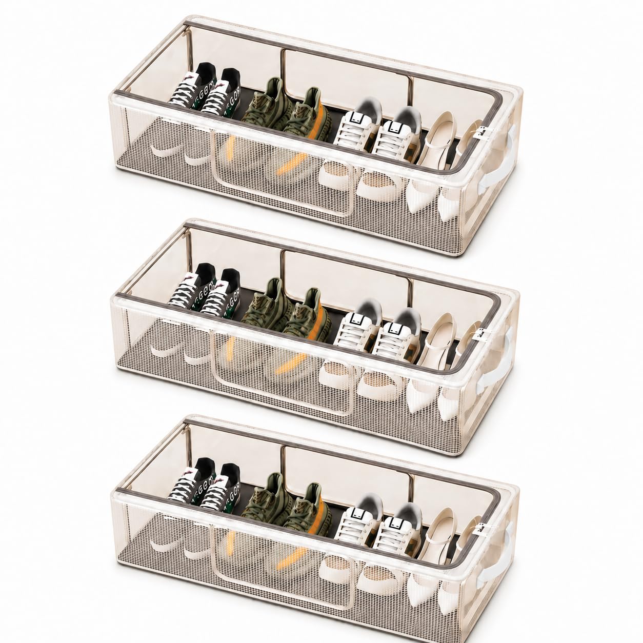 Vardista 17 Litre Shoes Clothes Storage Bag Foldable Storage Organizer With Transparent Zipper Lid Dustproof Under Bed Storage B