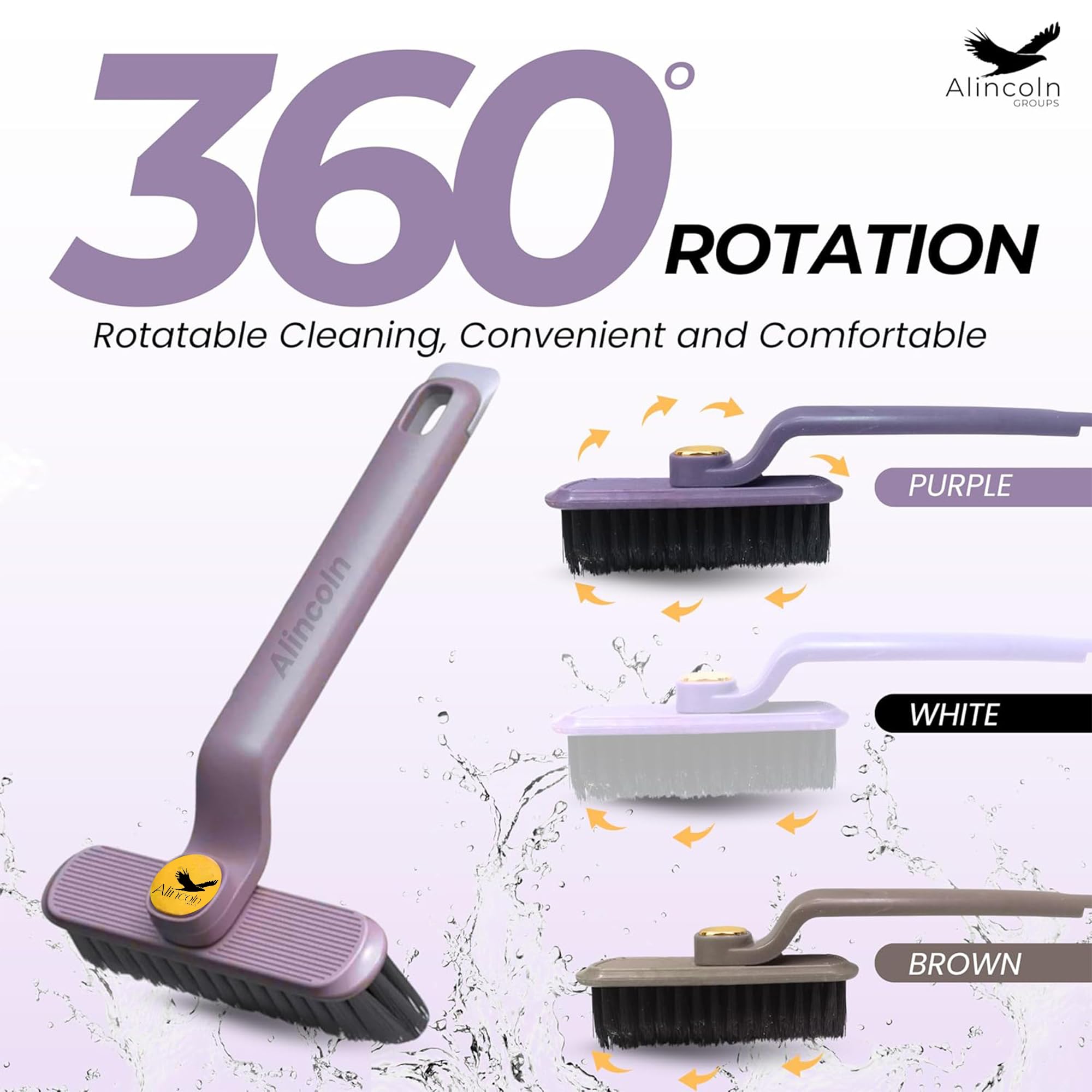 Alincoln 360 Rotating Multifunctional Toilet Cleaning Brush | Durable Hard Bristles Bathroom Cleaning Brush | Compact, Efficient