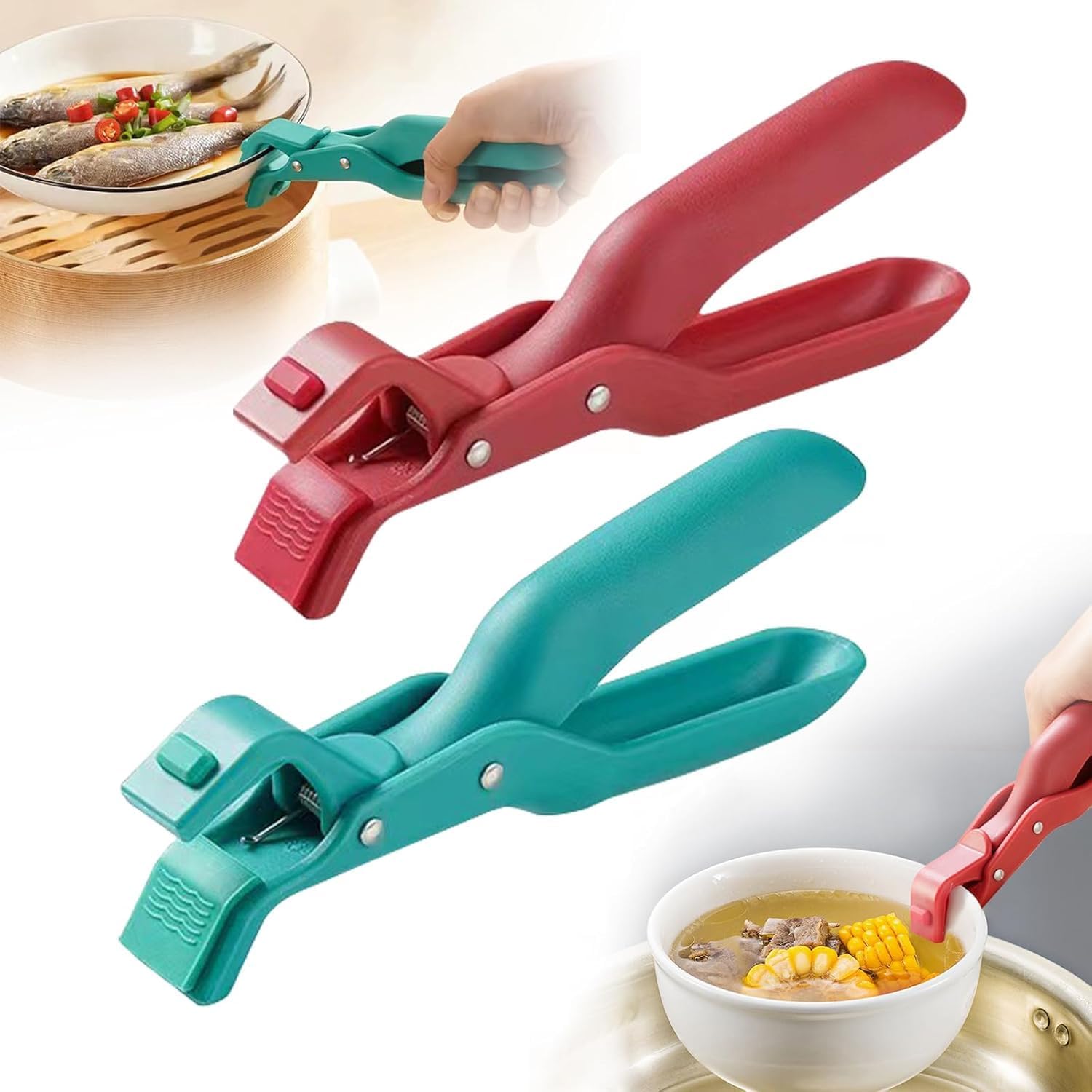 Sarjak AntiScald Bowl Clip Pot Gripper Silicone Hot Dish Holder Kitchen Clamp For Plates, Bowls, Steamers, Pans And Hot Cookwar